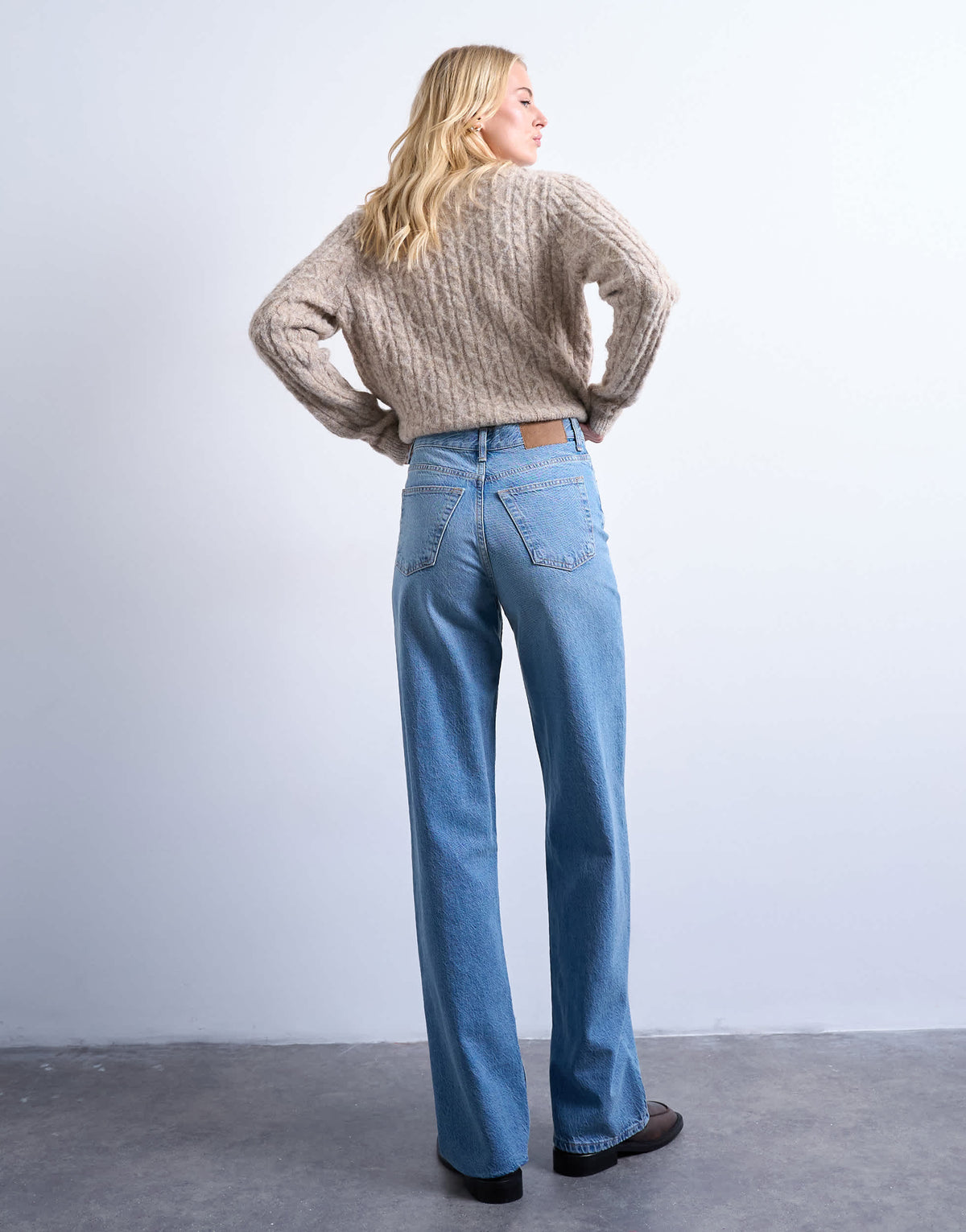 Topshop Tall mid rise loose fit straight jean in vintage blue