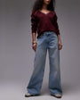 Topshop Horizon wide leg mid rise jean in bleach