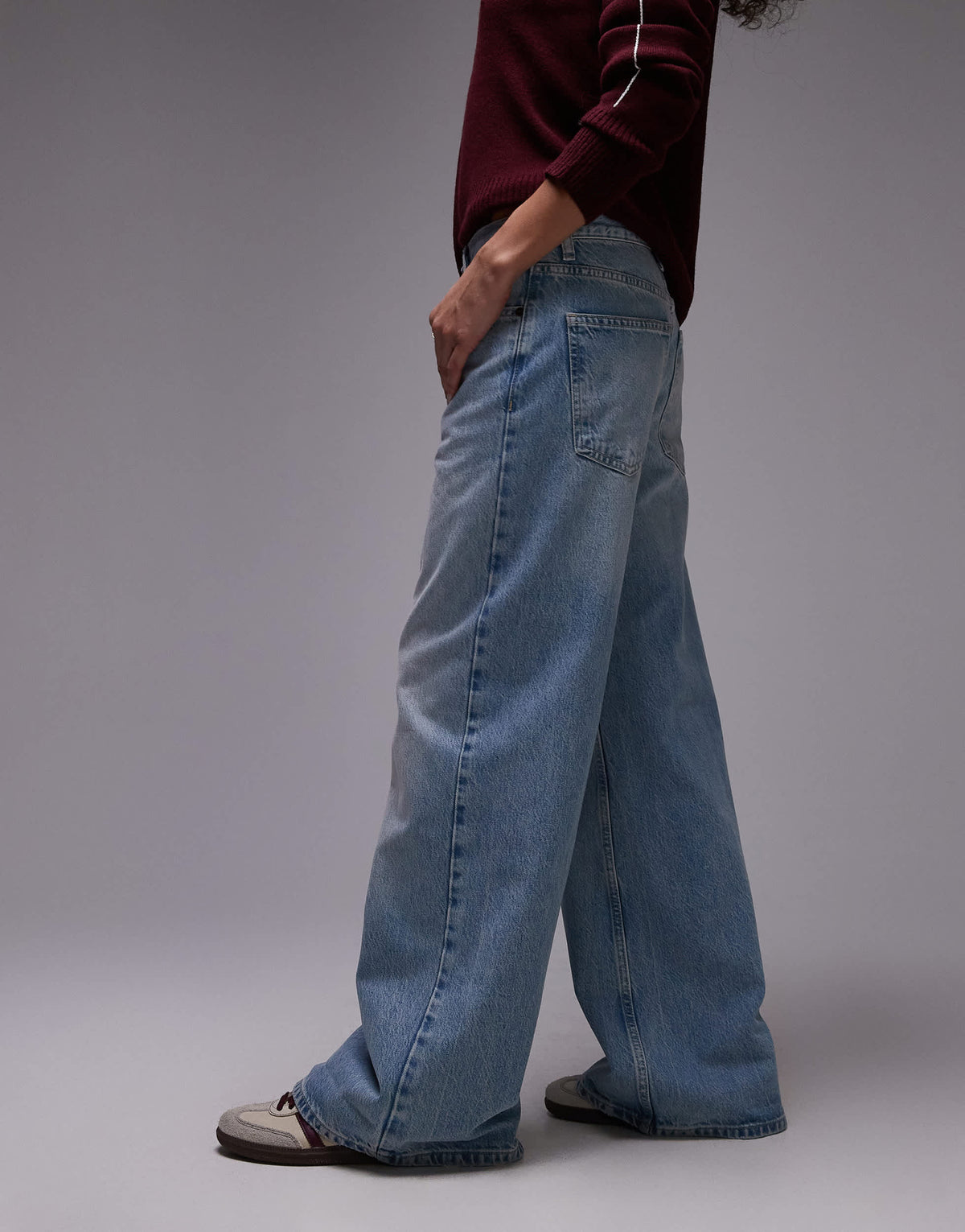 Topshop Horizon wide leg mid rise jean in bleach