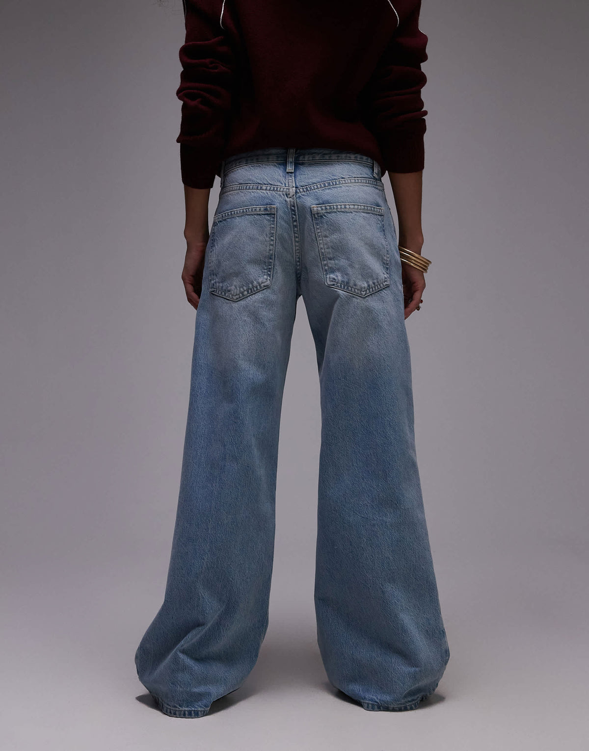 Topshop Horizon wide leg mid rise jean in bleach