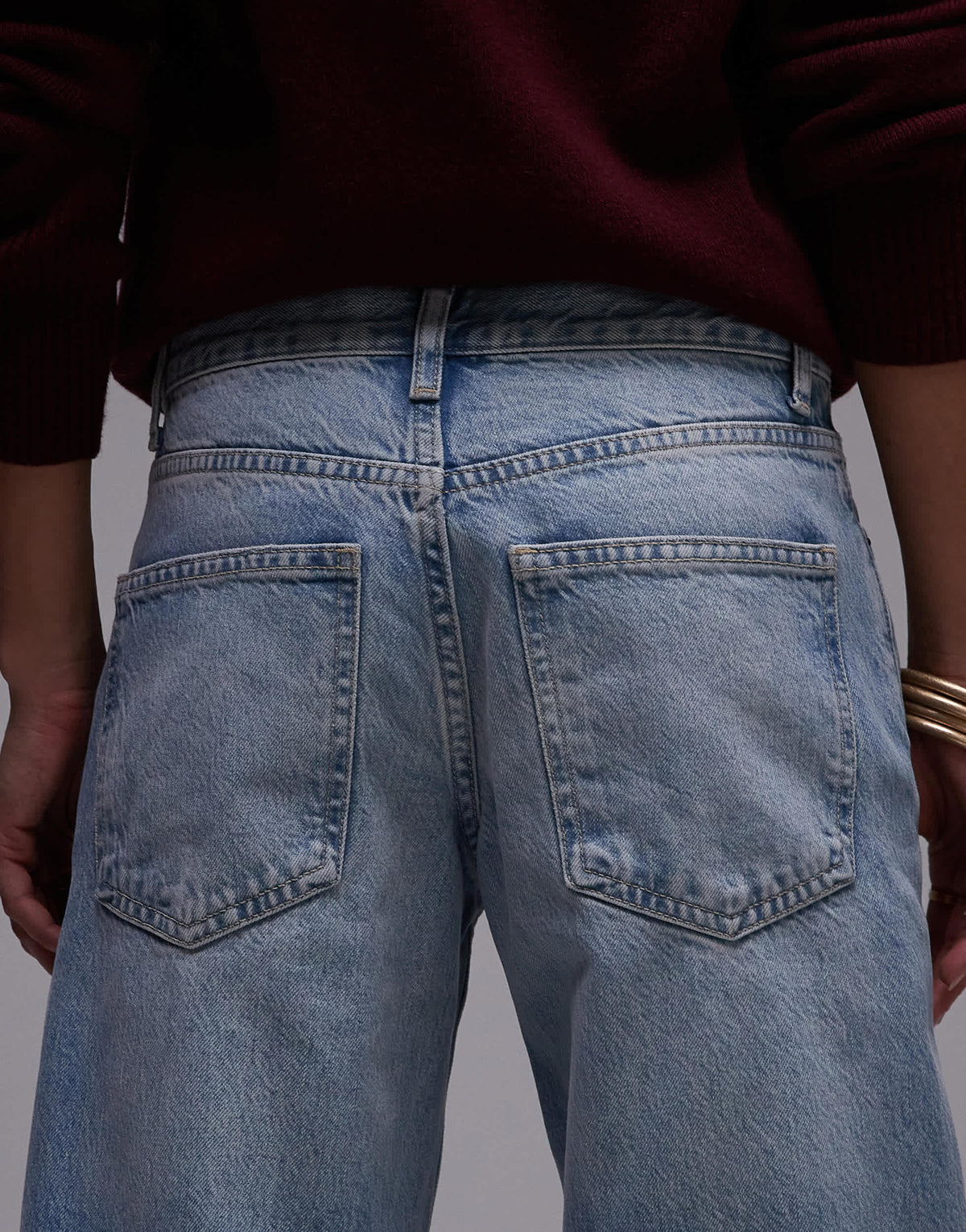 Topshop Horizon wide leg mid rise jean in bleach