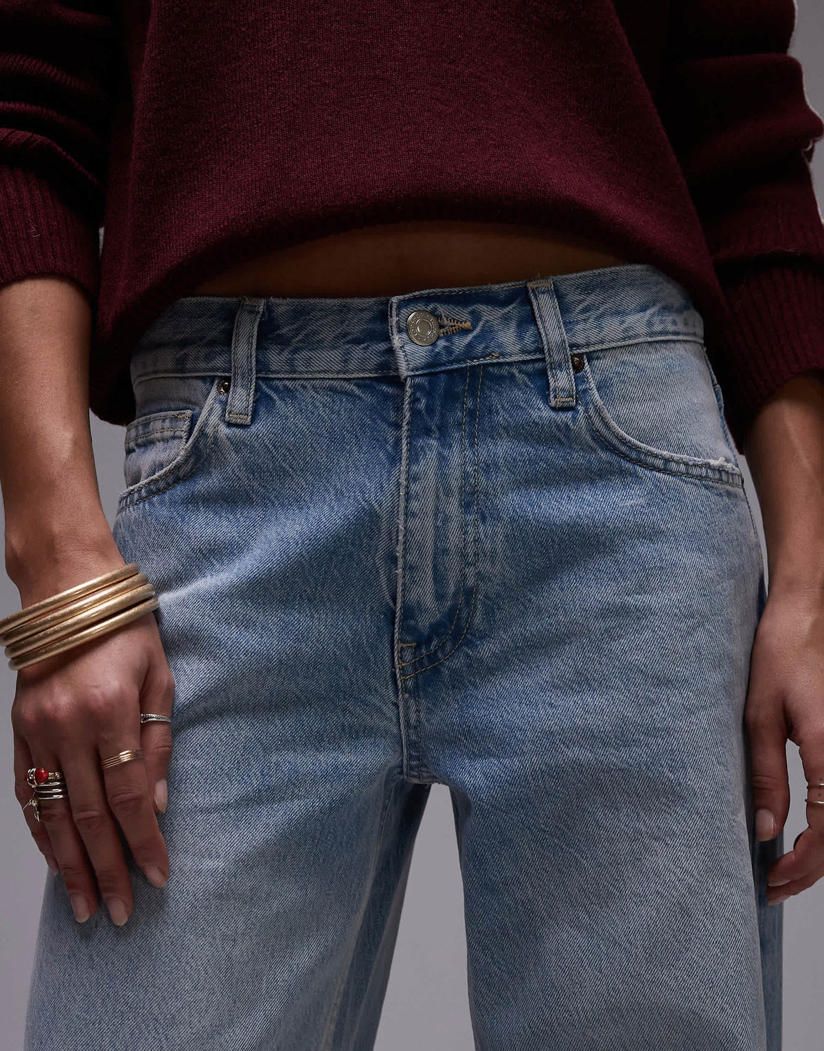 Topshop Horizon wide leg mid rise jean in bleach