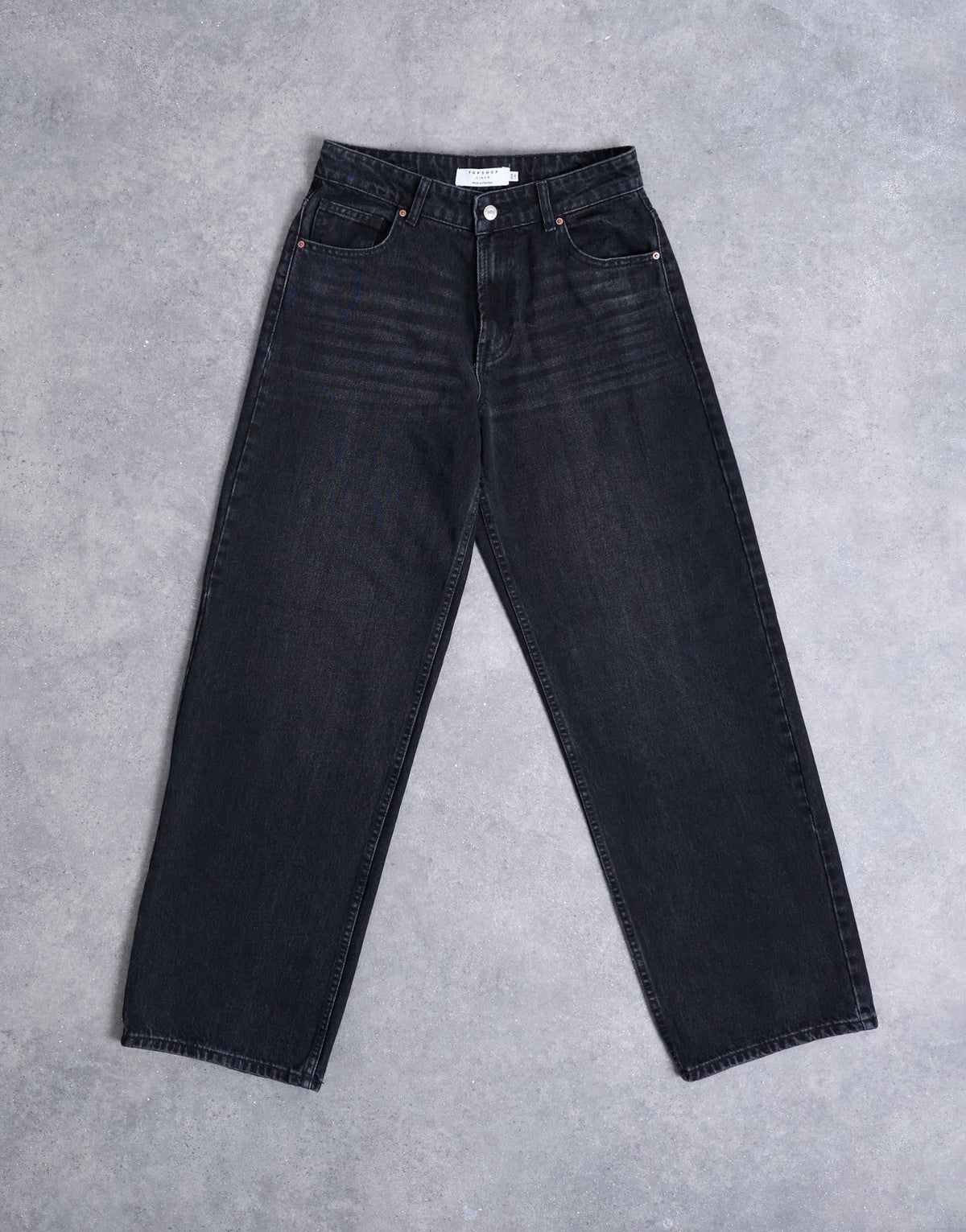 Topshop Hourglass Cinch relaxed jean in washed black