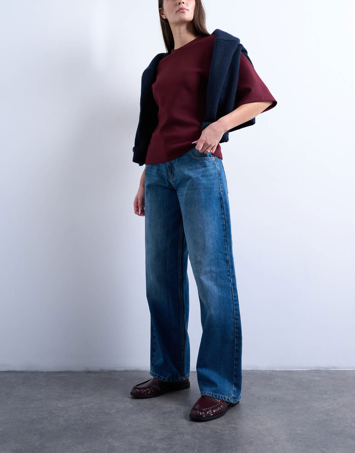 Topshop Hourglass Cinch relaxed jean in vintage blue
