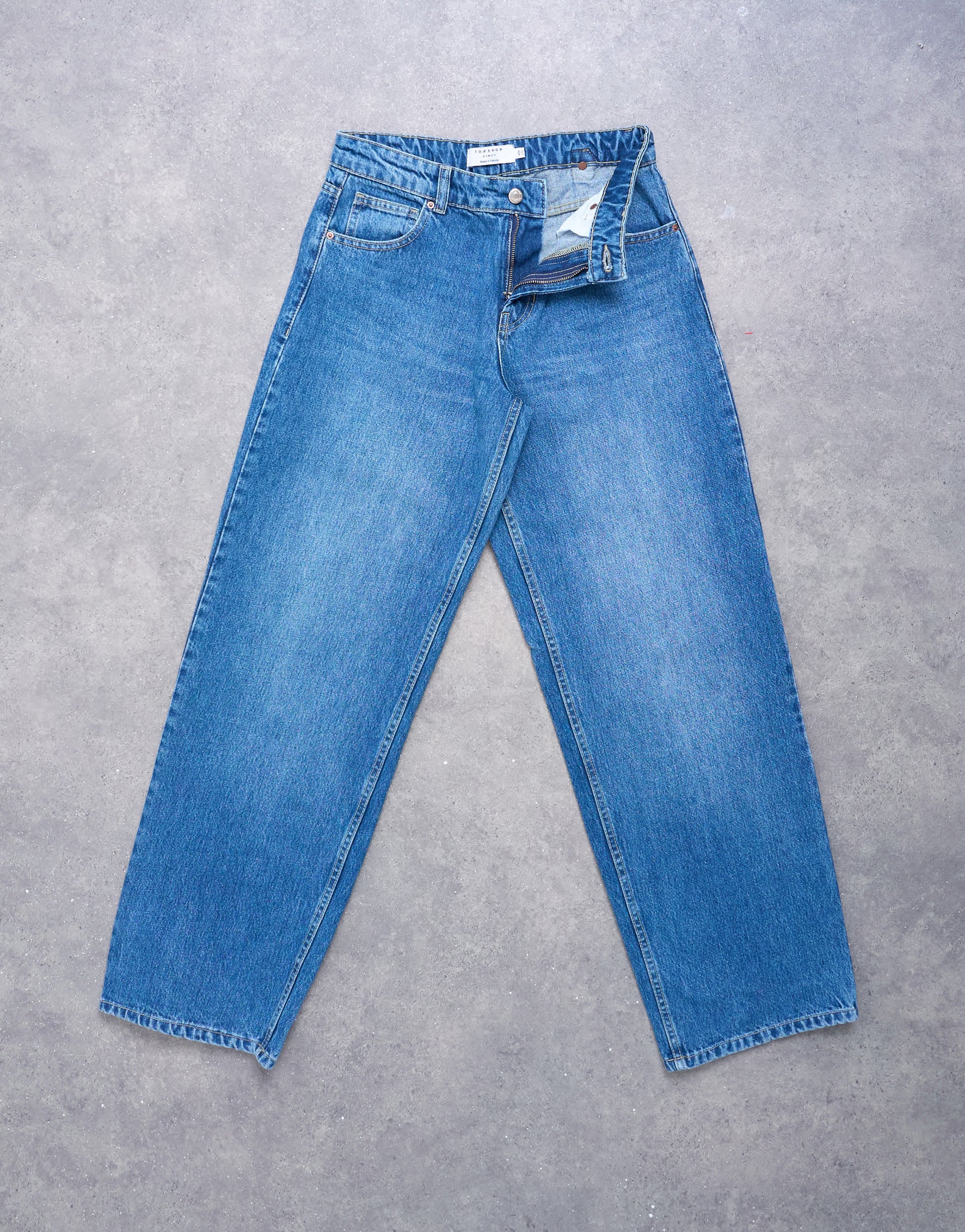 Topshop Hourglass Cinch relaxed jean in vintage blue