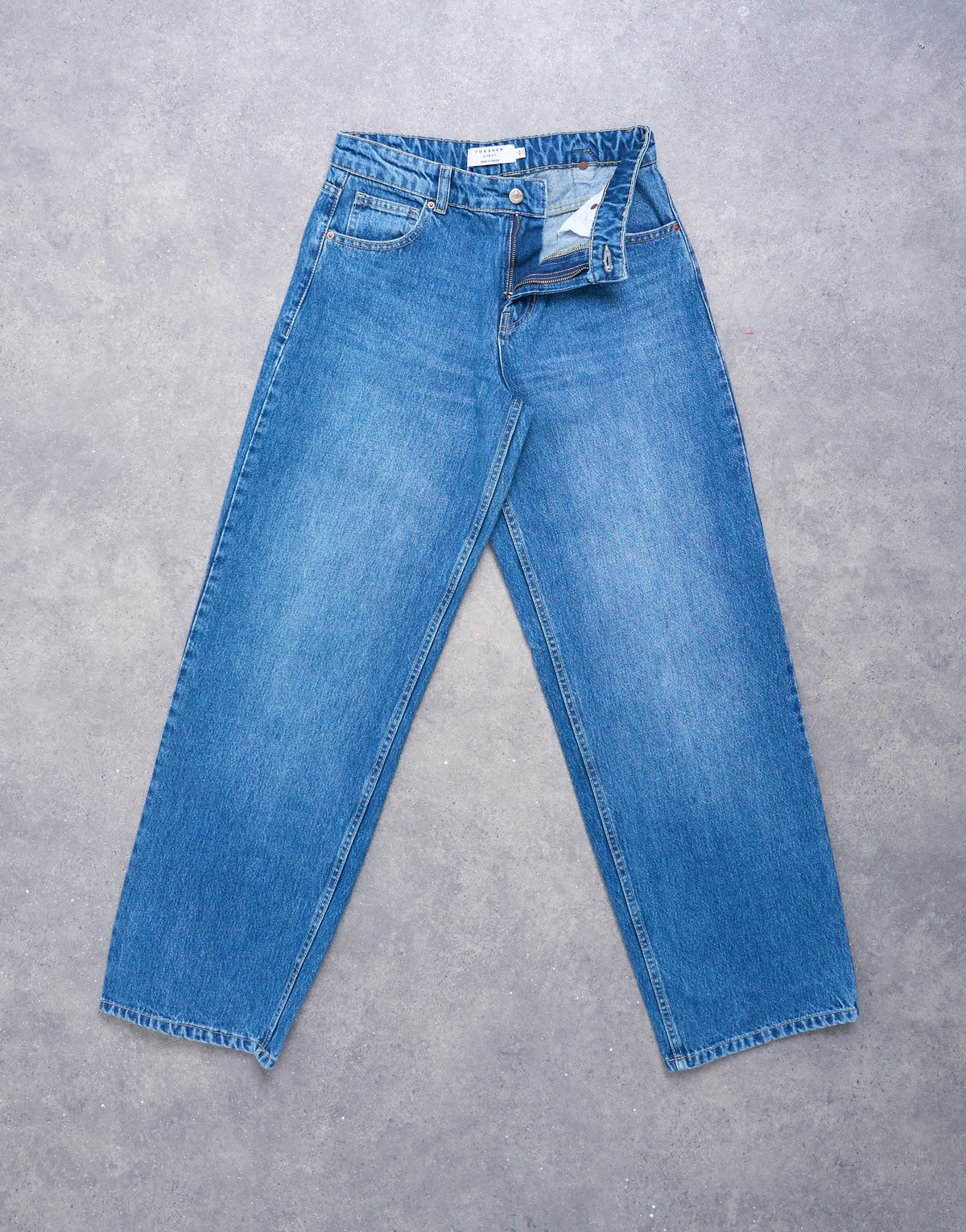 Topshop Hourglass Cinch relaxed jean in vintage blue
