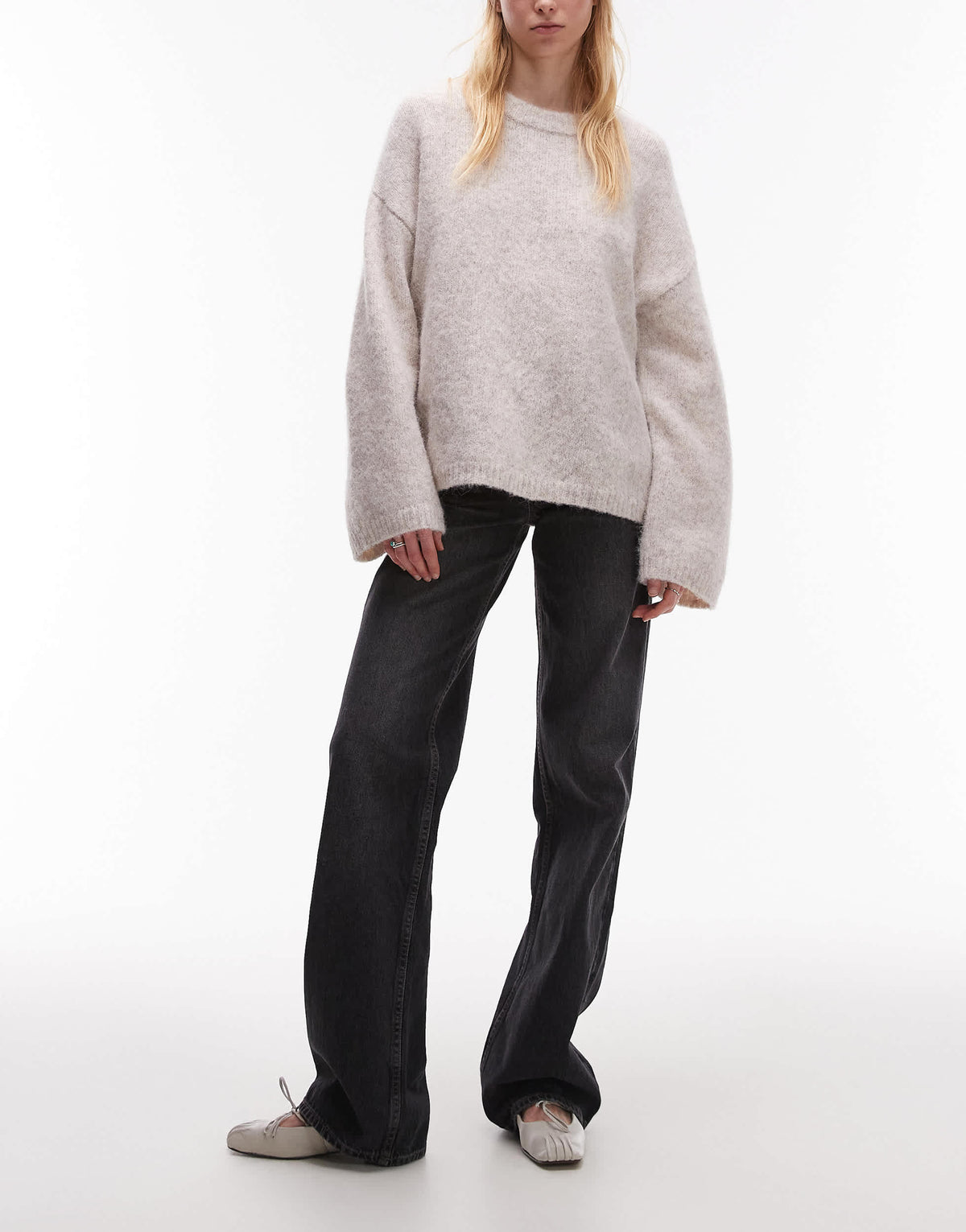 Topshop Tall Ember low rise straight leg jean in washed black
