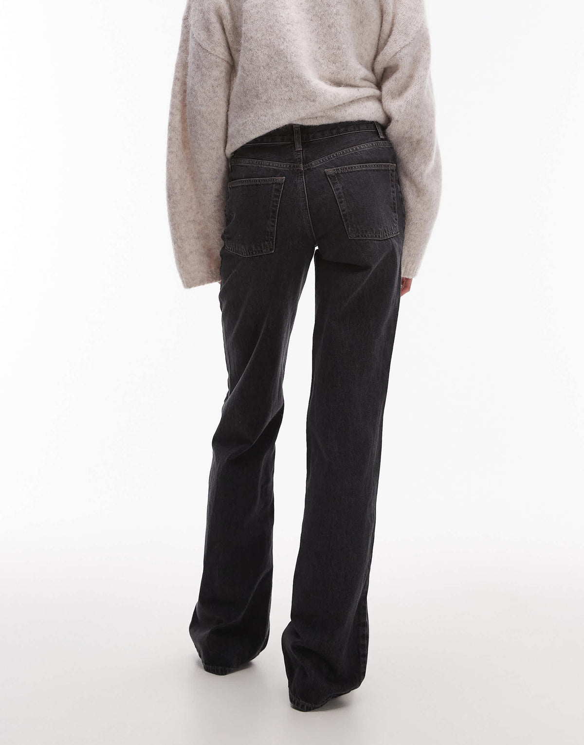 Topshop Tall Ember low rise straight leg jean in washed black