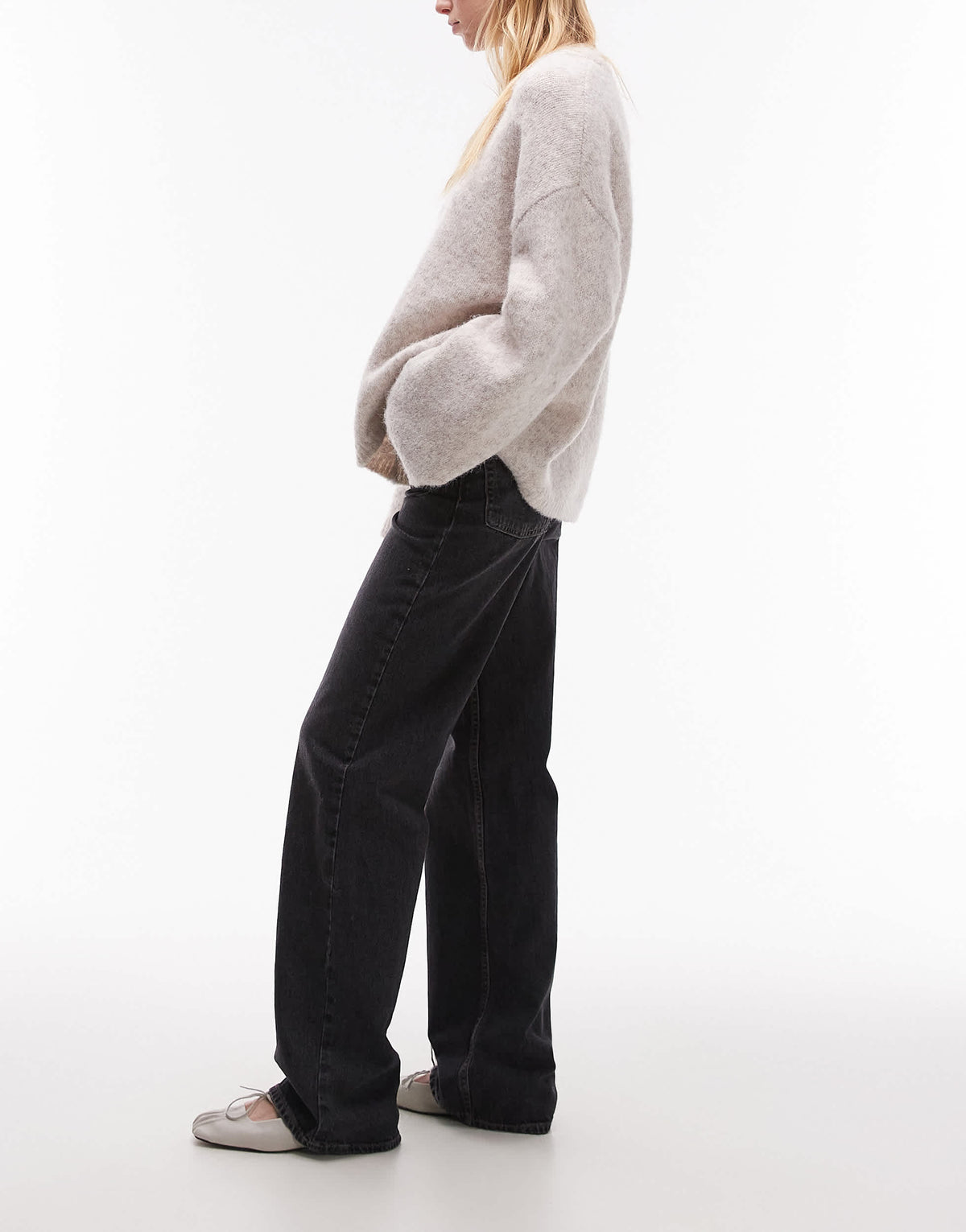 Topshop Tall Ember low rise straight leg jean in washed black