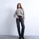 Jean droit taille mi-haute Topshop Runway noir délavé