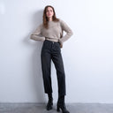 Topshop Runway mid rise straight cropped jean in washed black