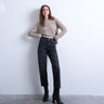 Topshop Runway Mid-Rise Straight Cropped Jeans in verwaschenem Schwarz