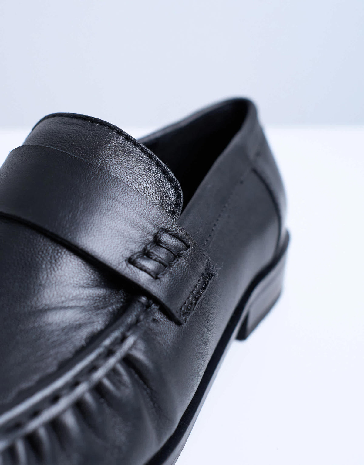 Topshop Carey real leather loafers with ruched detail in black