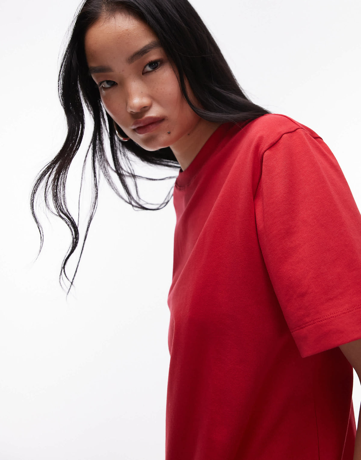 Topshop premium basic short sleeve tee in red