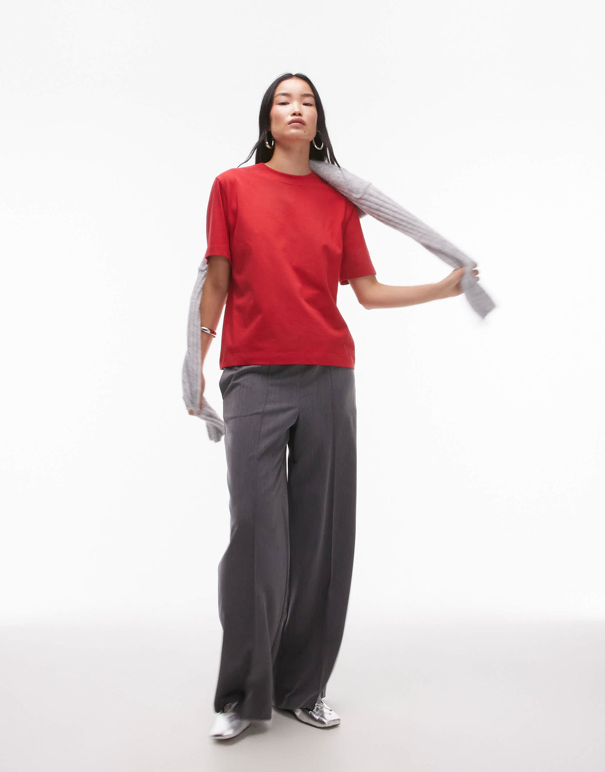 Topshop premium basic short sleeve tee in red
