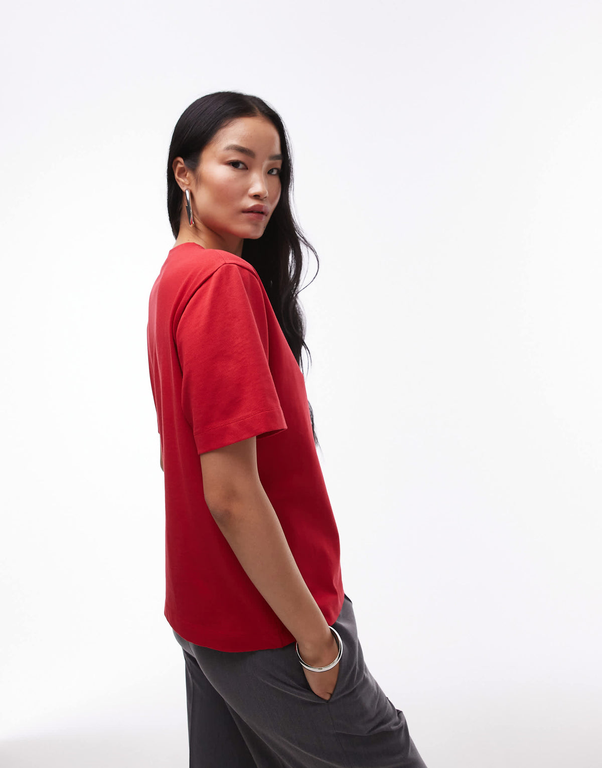Topshop premium basic short sleeve tee in red