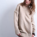 Robe courte oversize Topshop en maille à col V montant couleur avoine