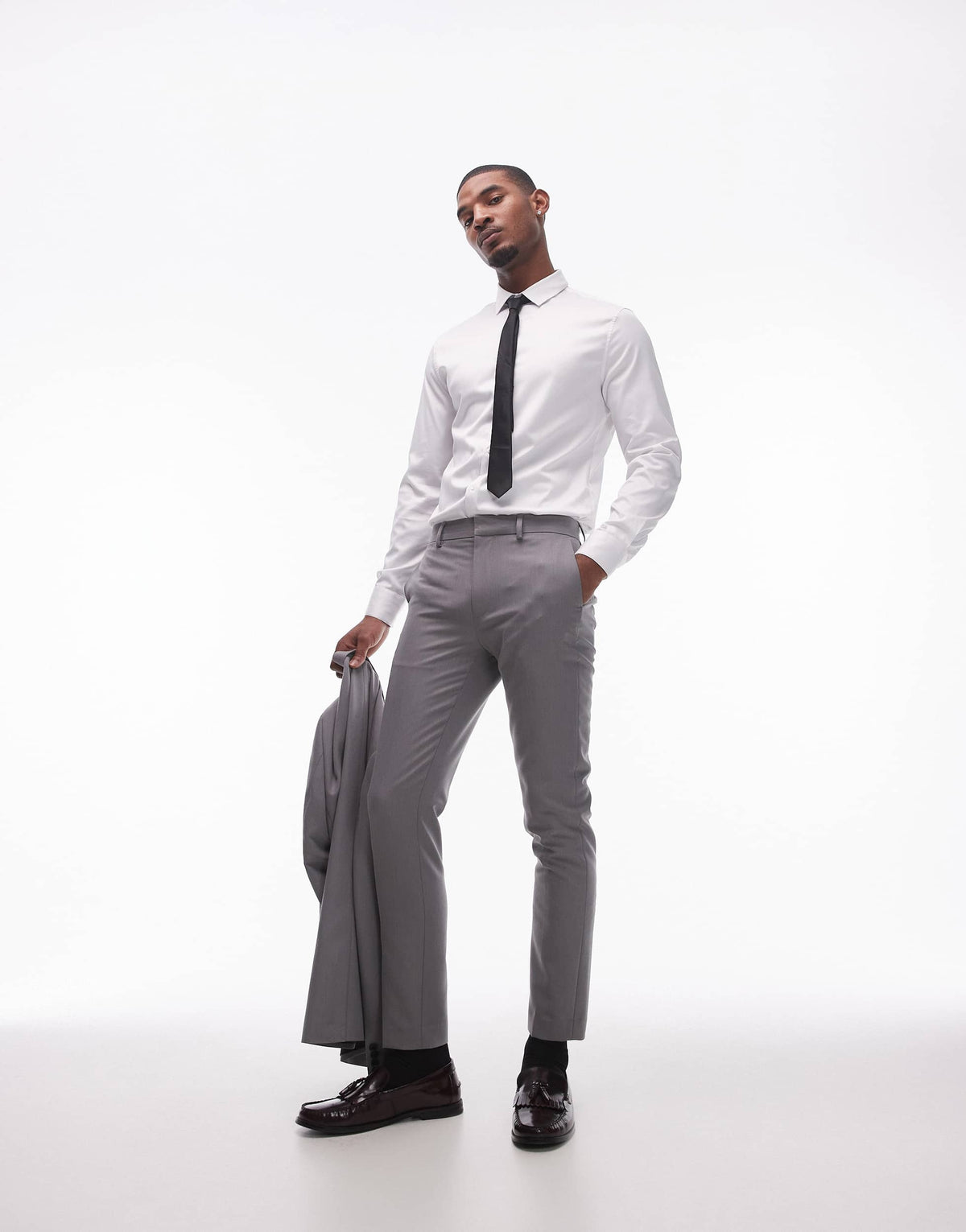 Topman skinny suit trousers in grey