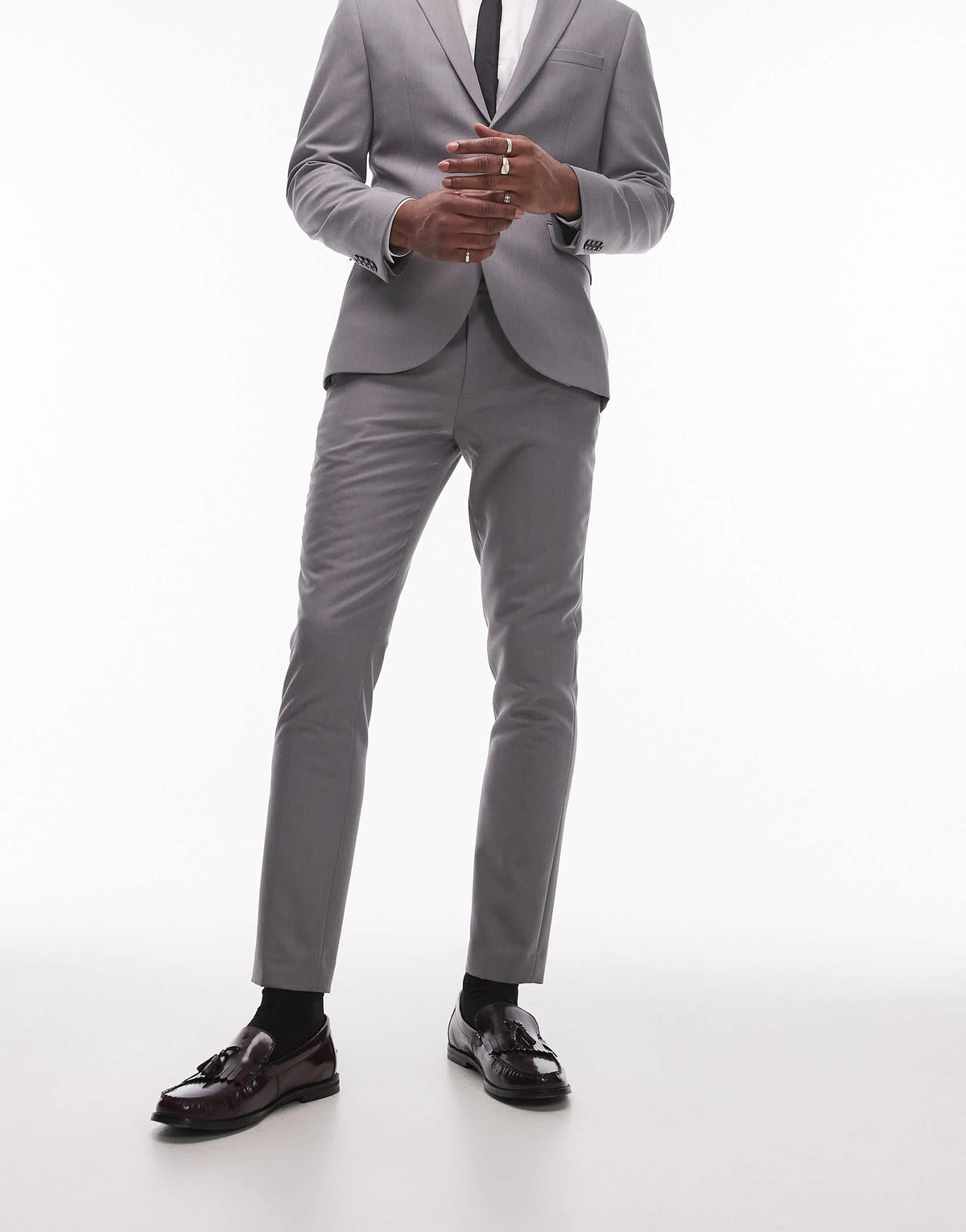 Topman skinny suit trousers in grey