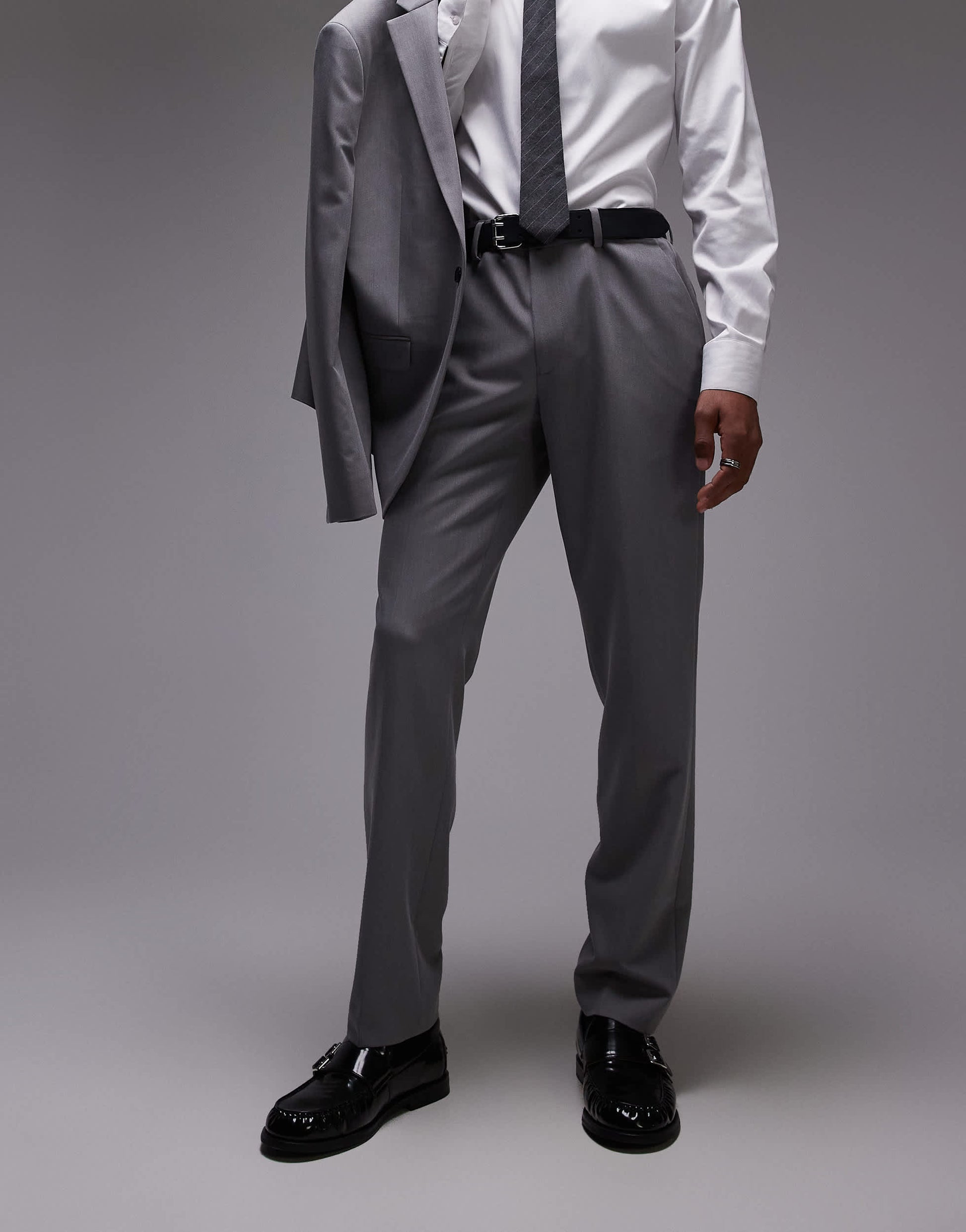 Topman slim suit trousers in grey