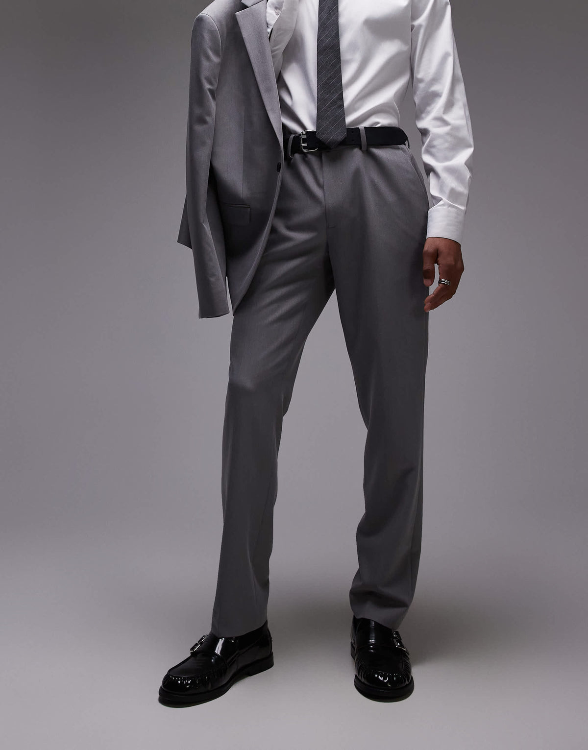 Topman slim suit trousers in grey