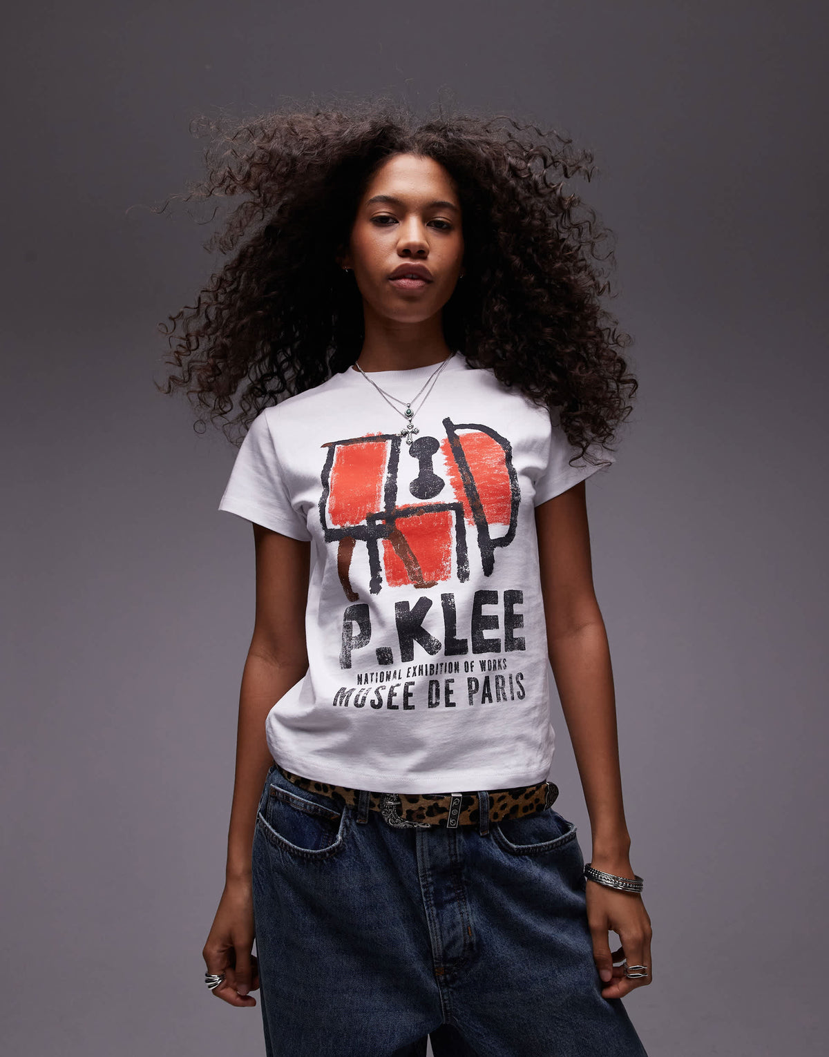 Topshop graphic license Paul Klee boxy tee in ecru