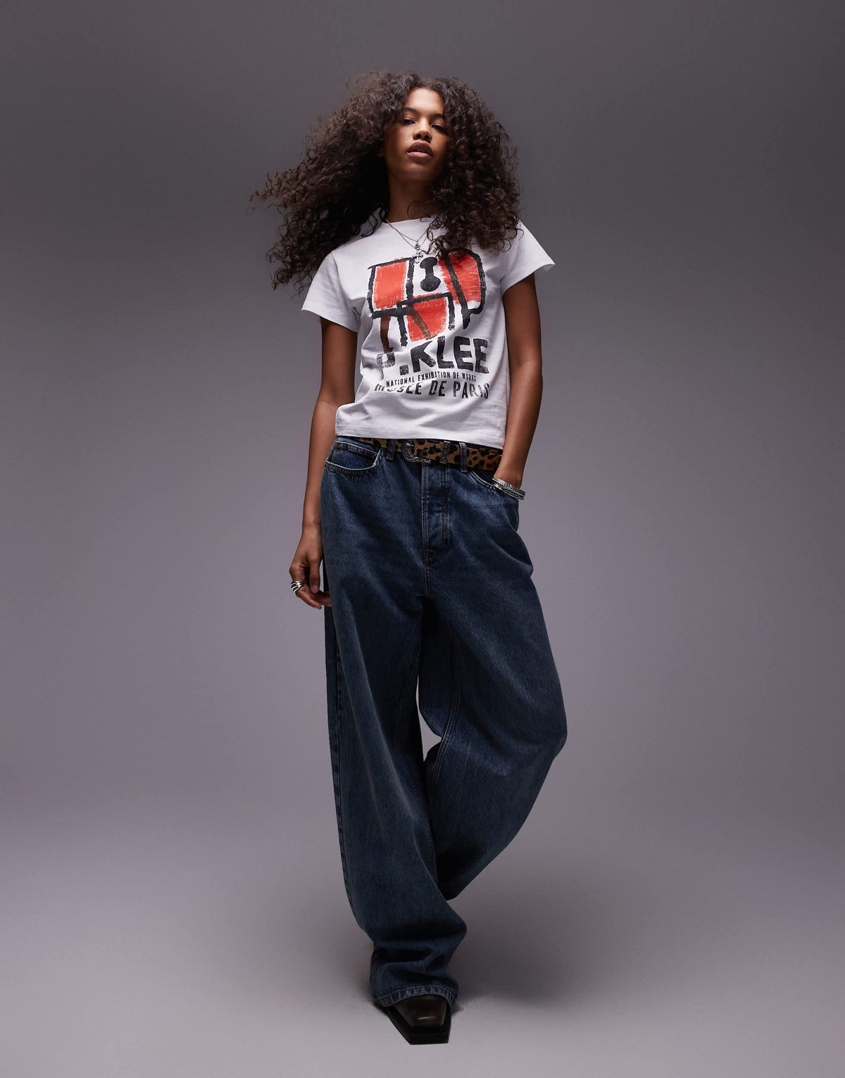 Topshop graphic license Paul Klee boxy tee in ecru