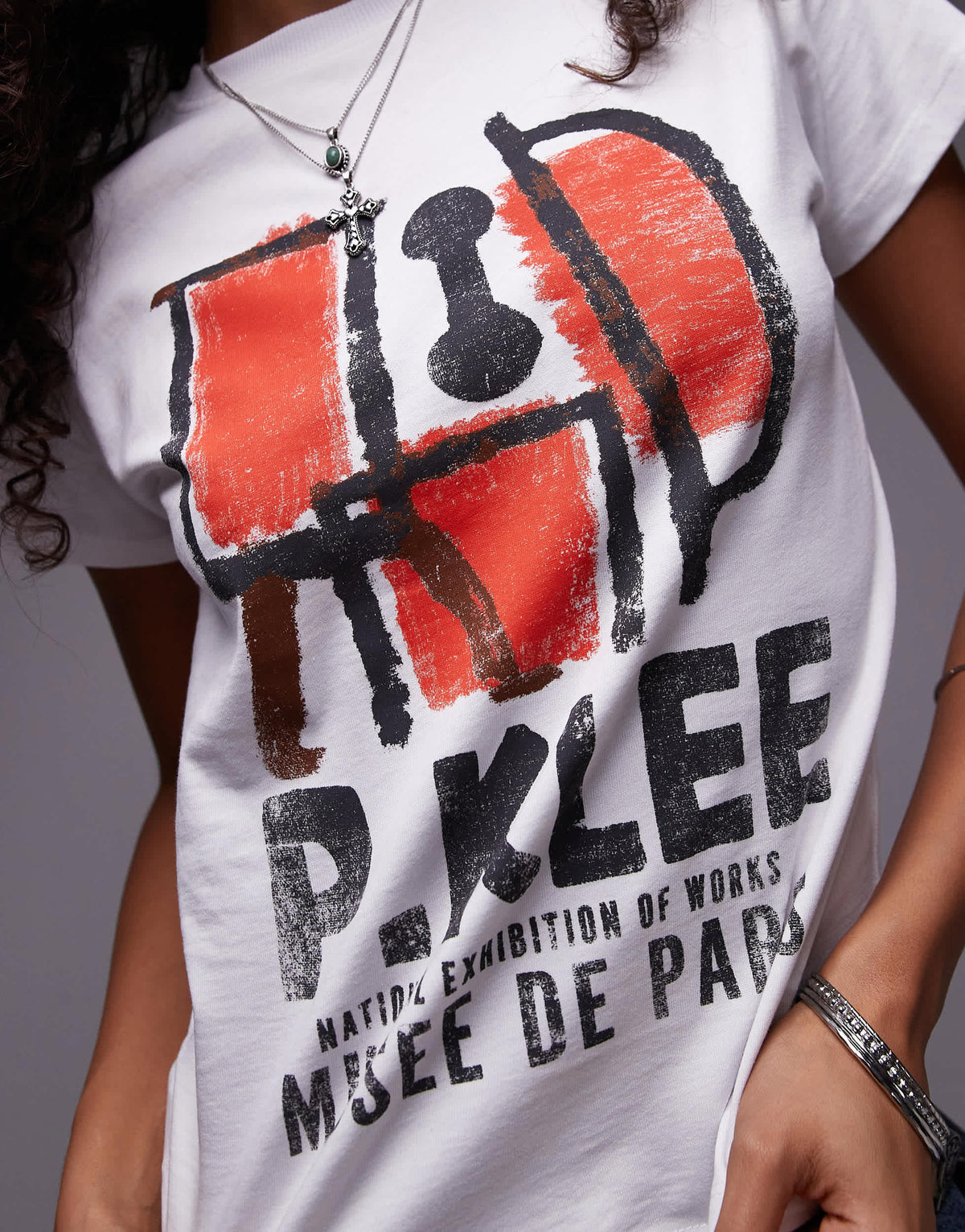 Topshop graphic license Paul Klee boxy tee in ecru