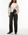 Topshop mid rise loose fit straight jean in vintage washed black