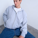 Sweat à capuche zippé coupe ample oversize Topman Heavyweight gris
