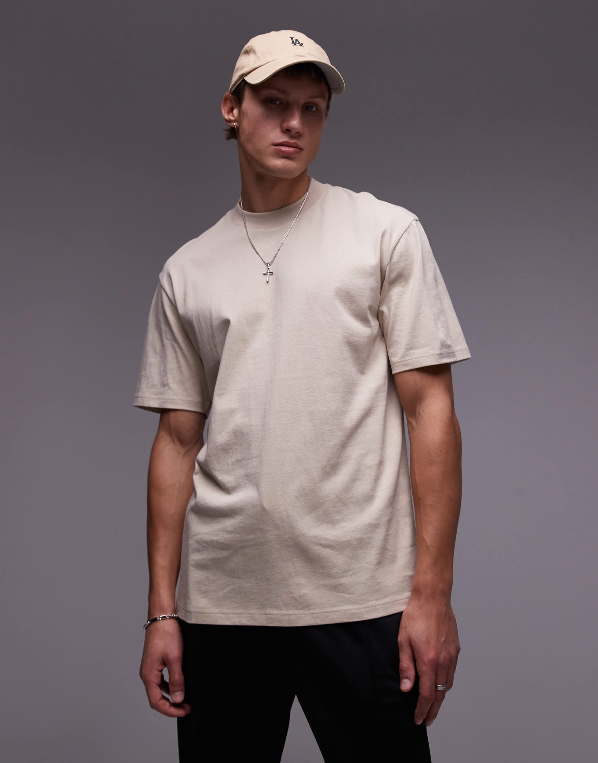 Topman relaxed fit t-shirt in stone