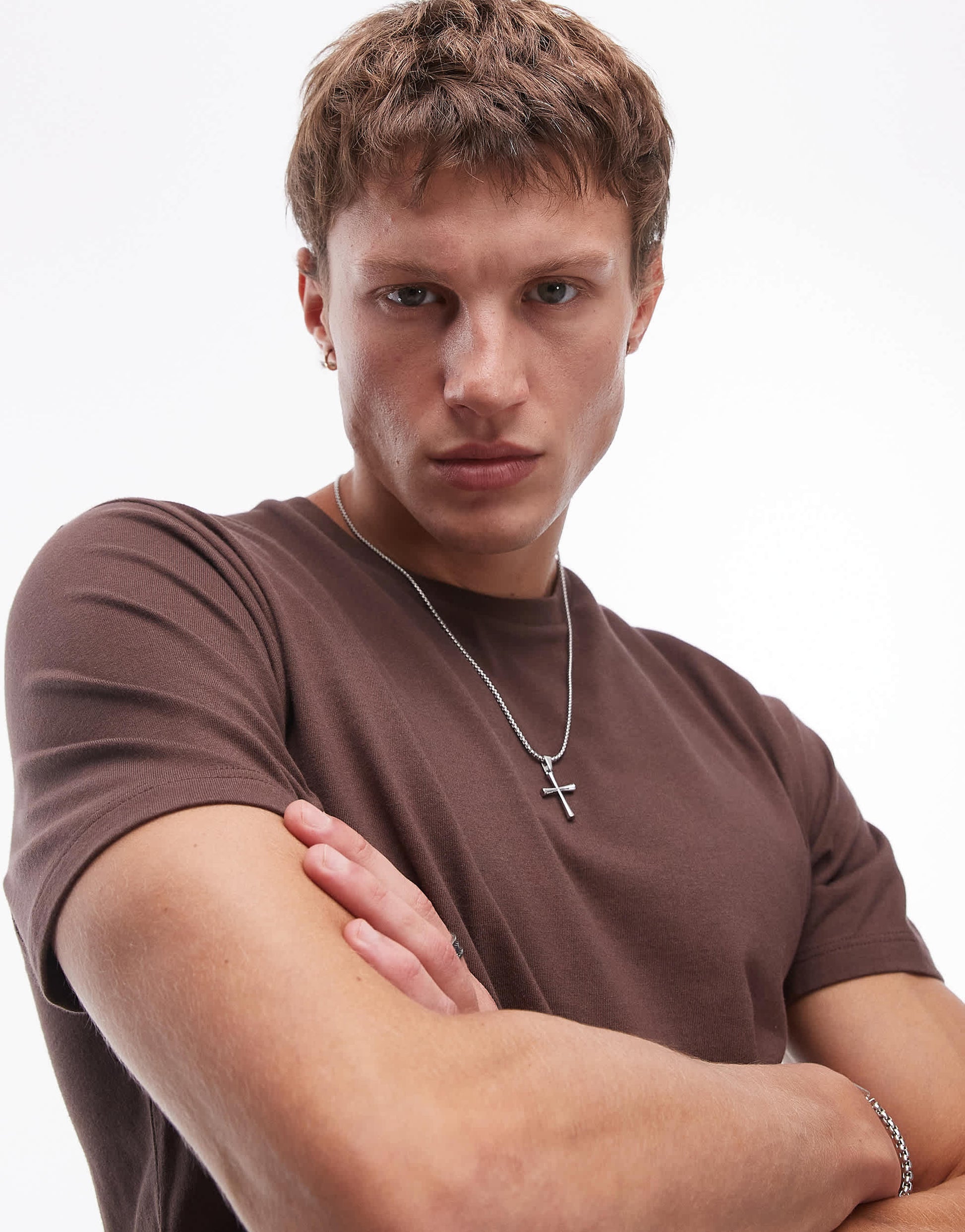 Topman classic fit t-shirt in brown