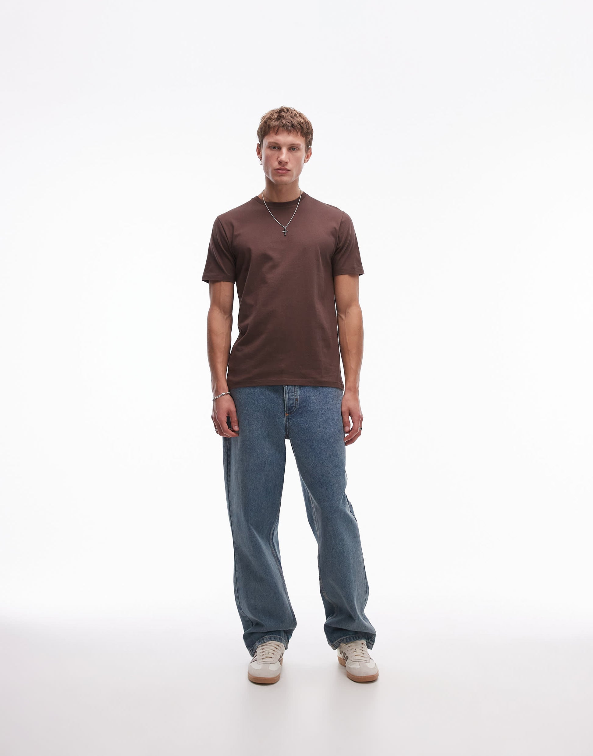 Topman classic fit t-shirt in brown