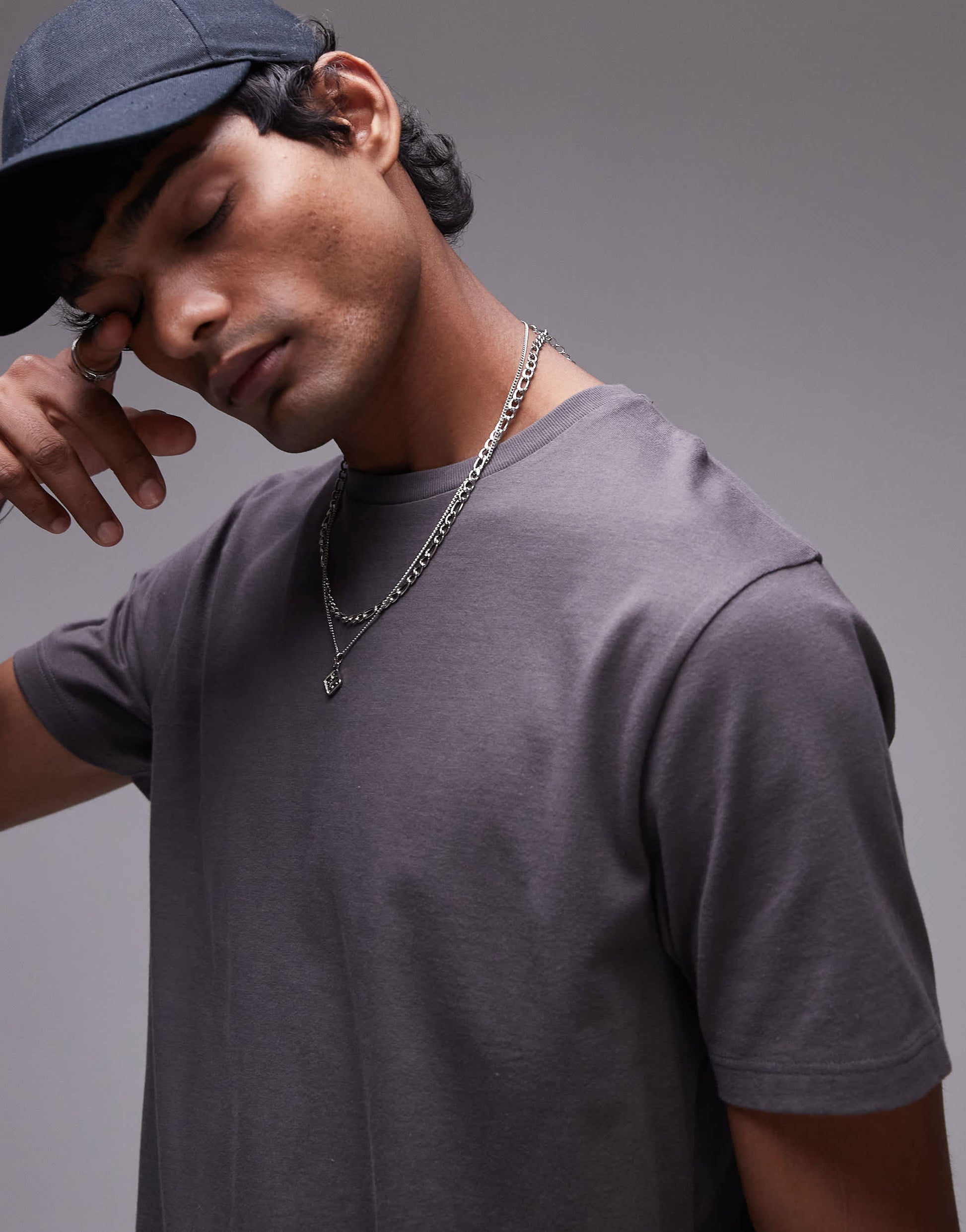 Topman classic fit t-shirt in charcoal