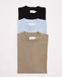 Topman 3 pack relaxed fit t-shirt in black, khaki and light blue