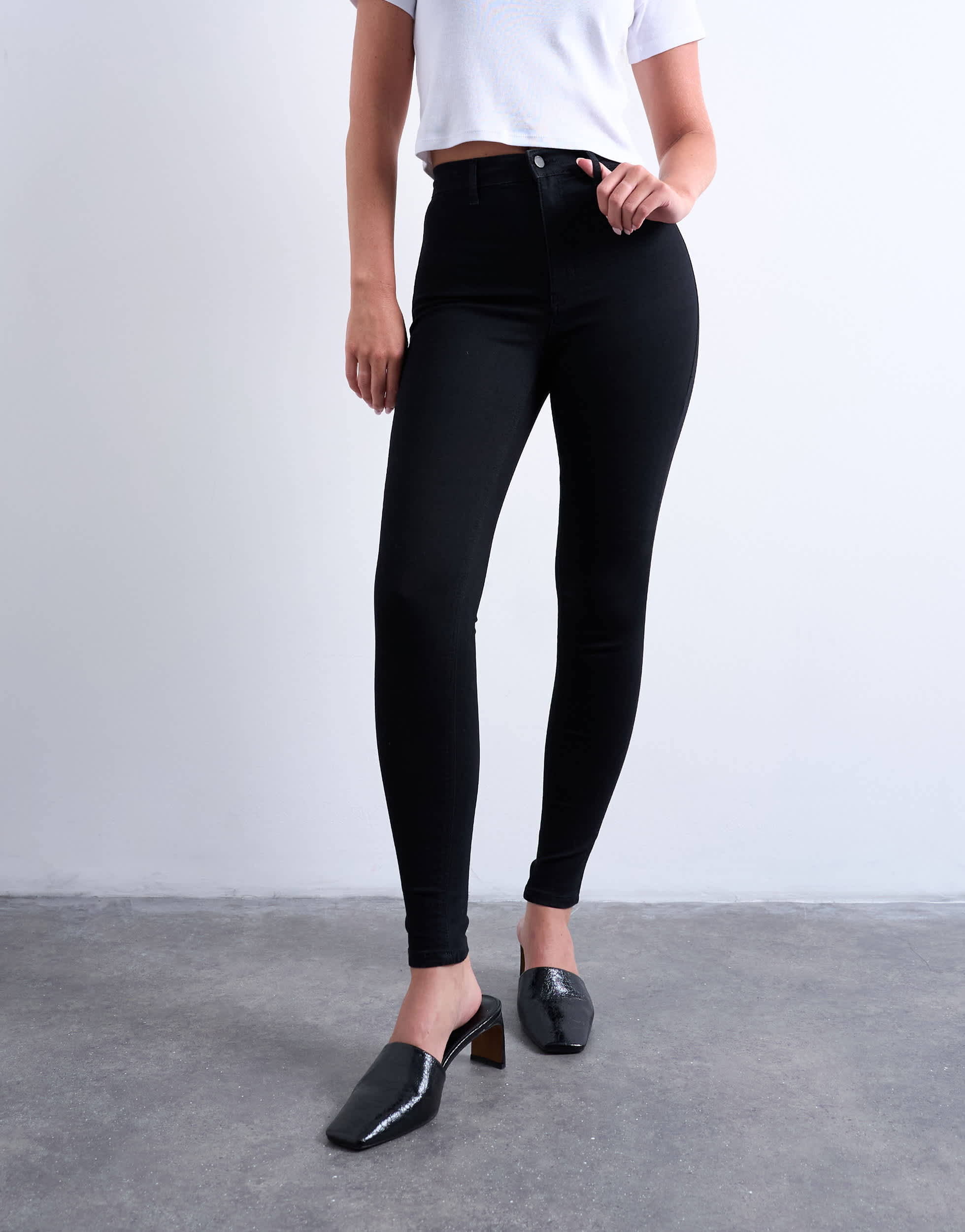 Jean taille haute super skinny Joni de Topshop Hourglass, noir