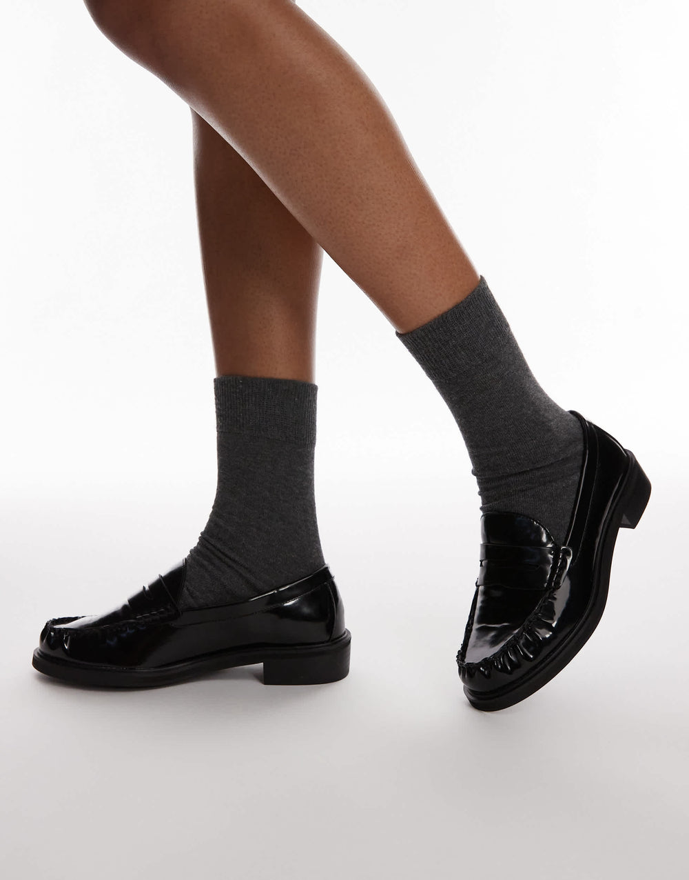 Topshop Carter Loafer mit gerafftem Detail in Schwarz