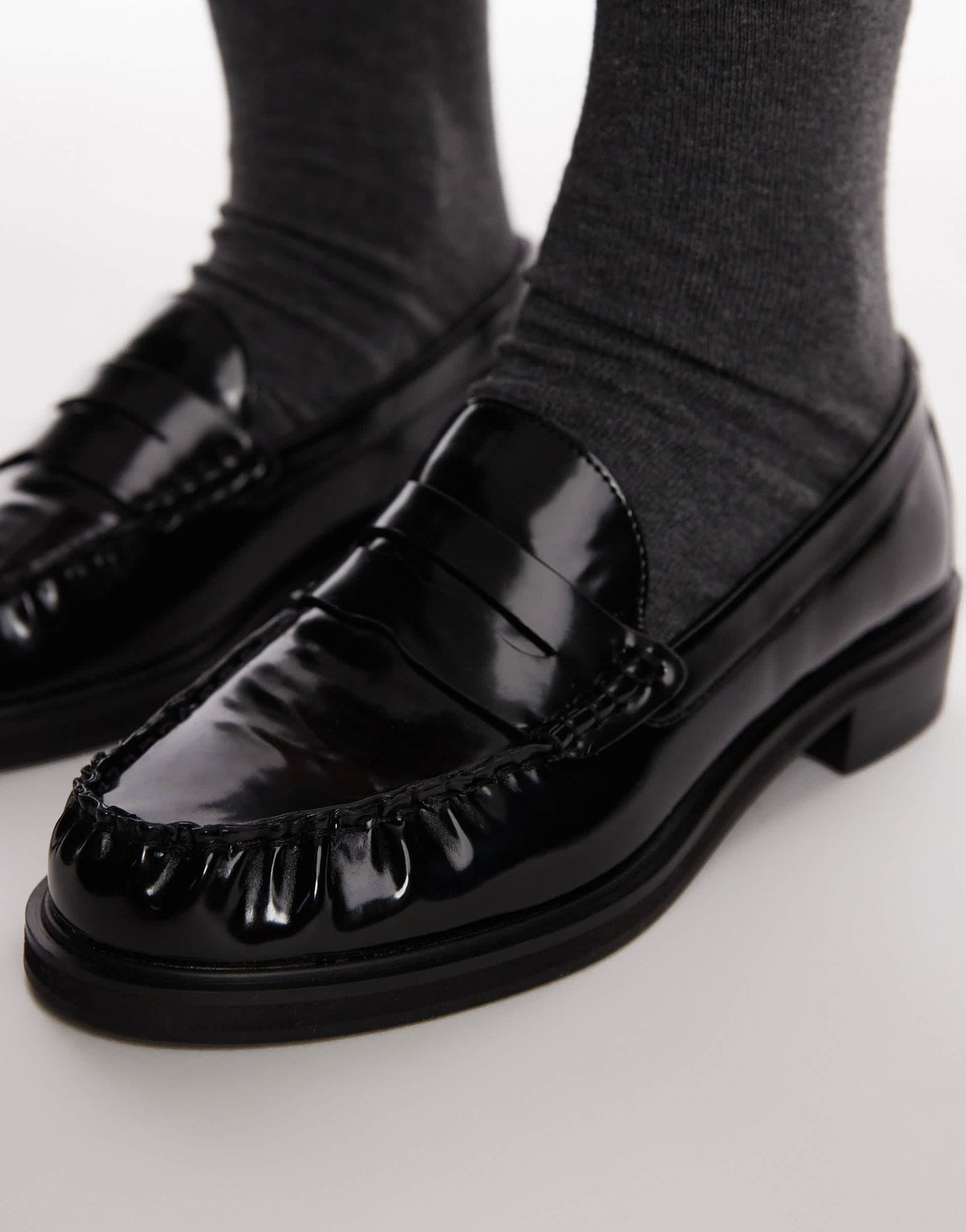 Topshop Carter loafers with ruched detail in black