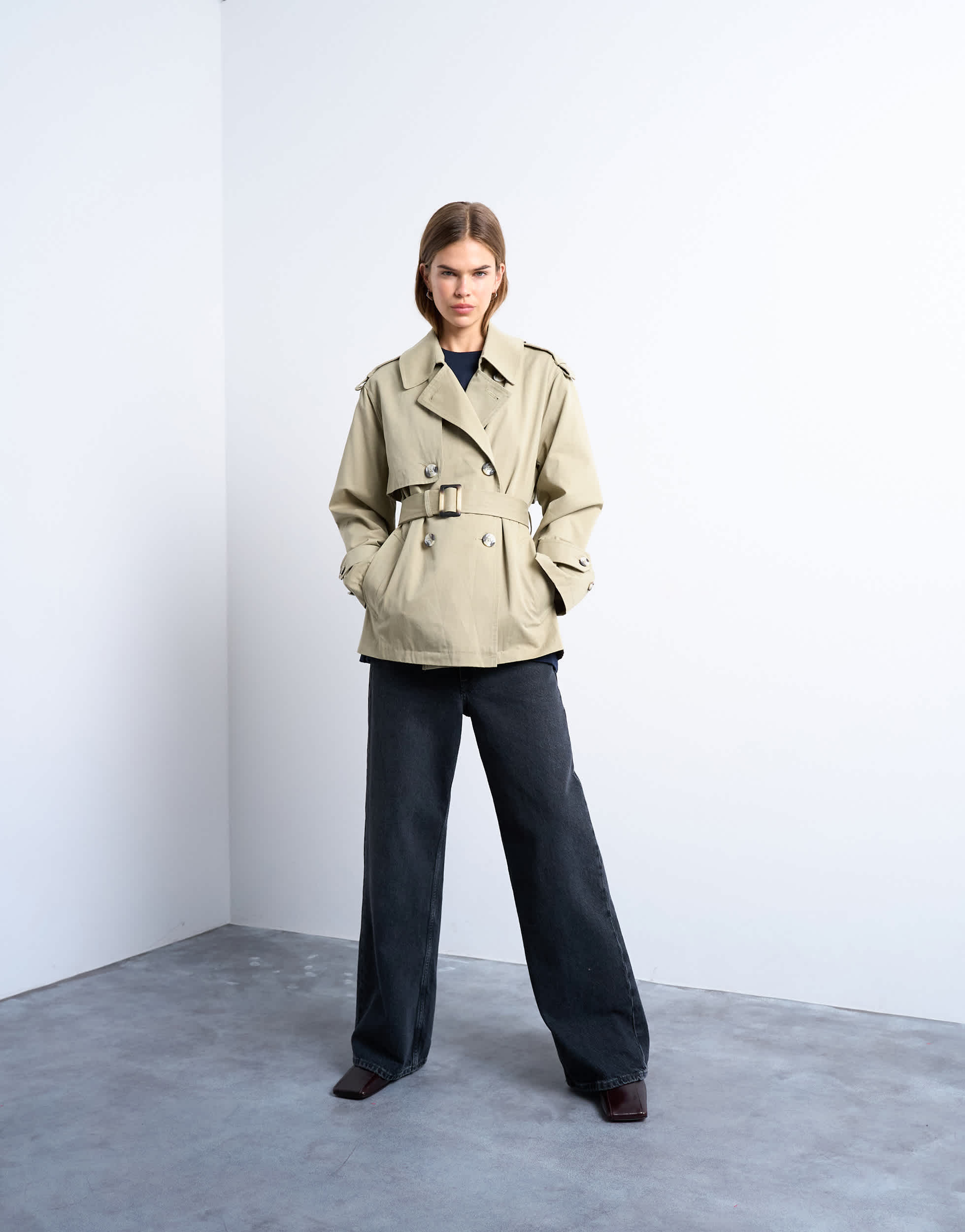 Trench-coat court Topshop couleur pierre
