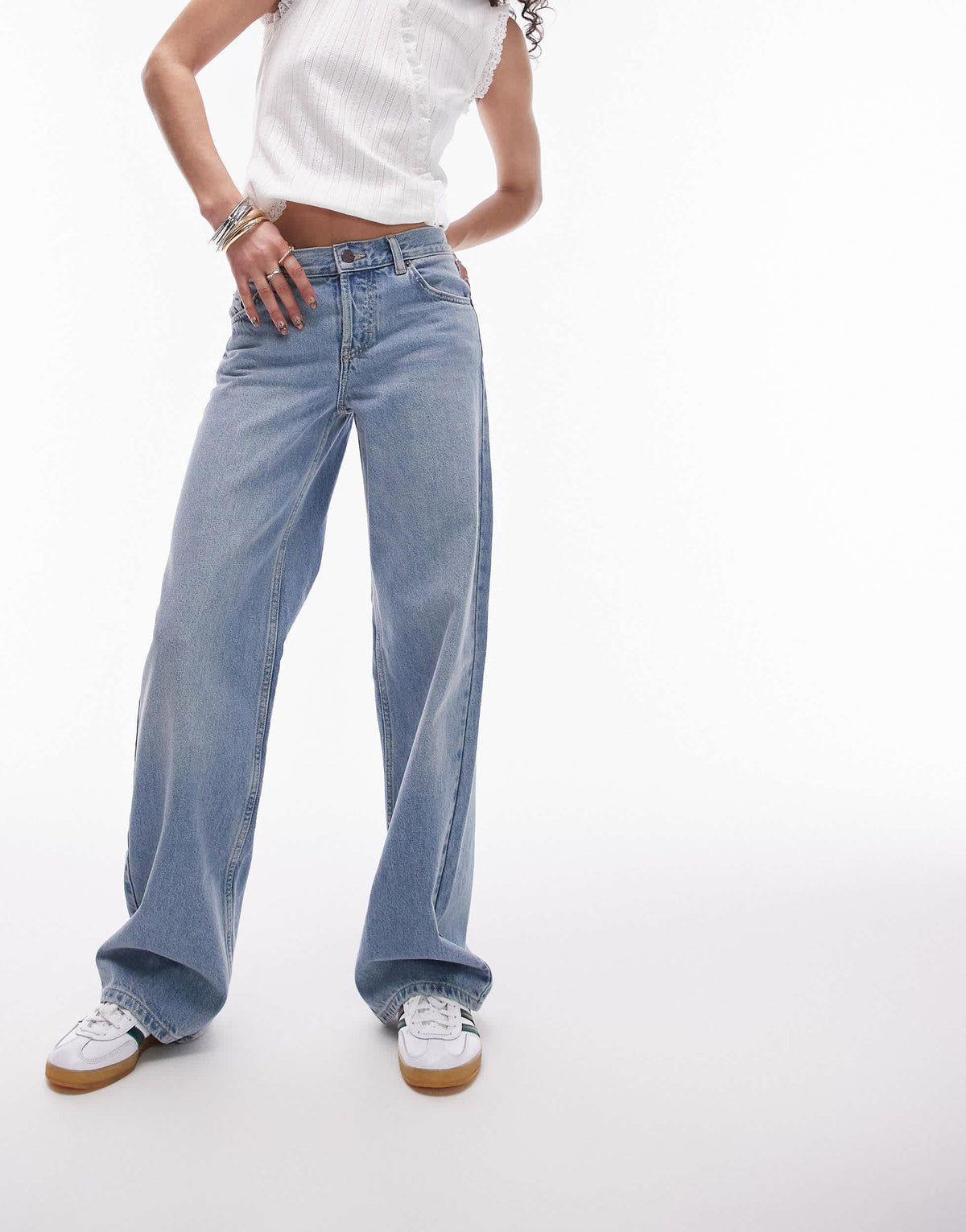 Topshop low rise straight leg jean in bleach