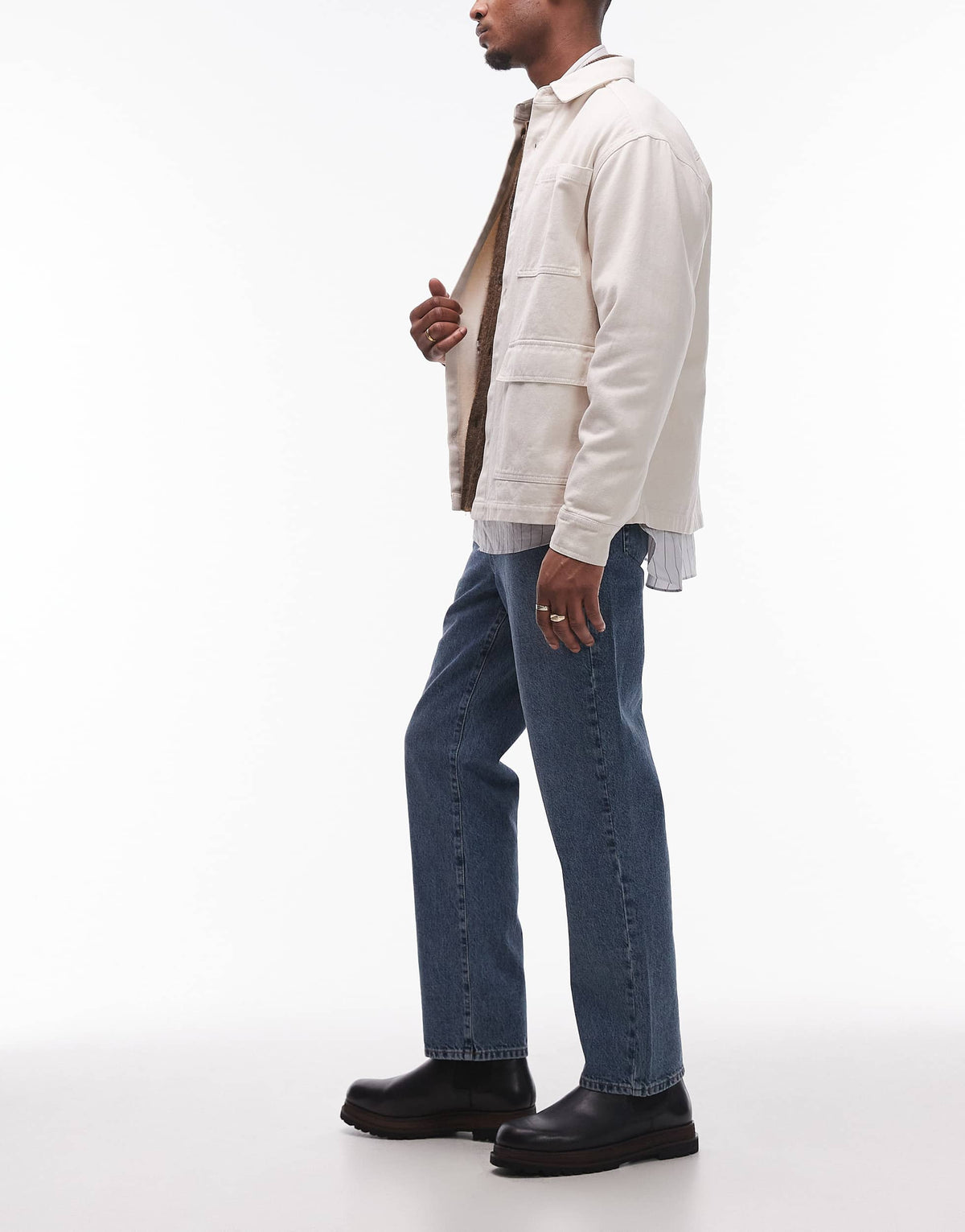 Topman straight jeans in mid wash blue