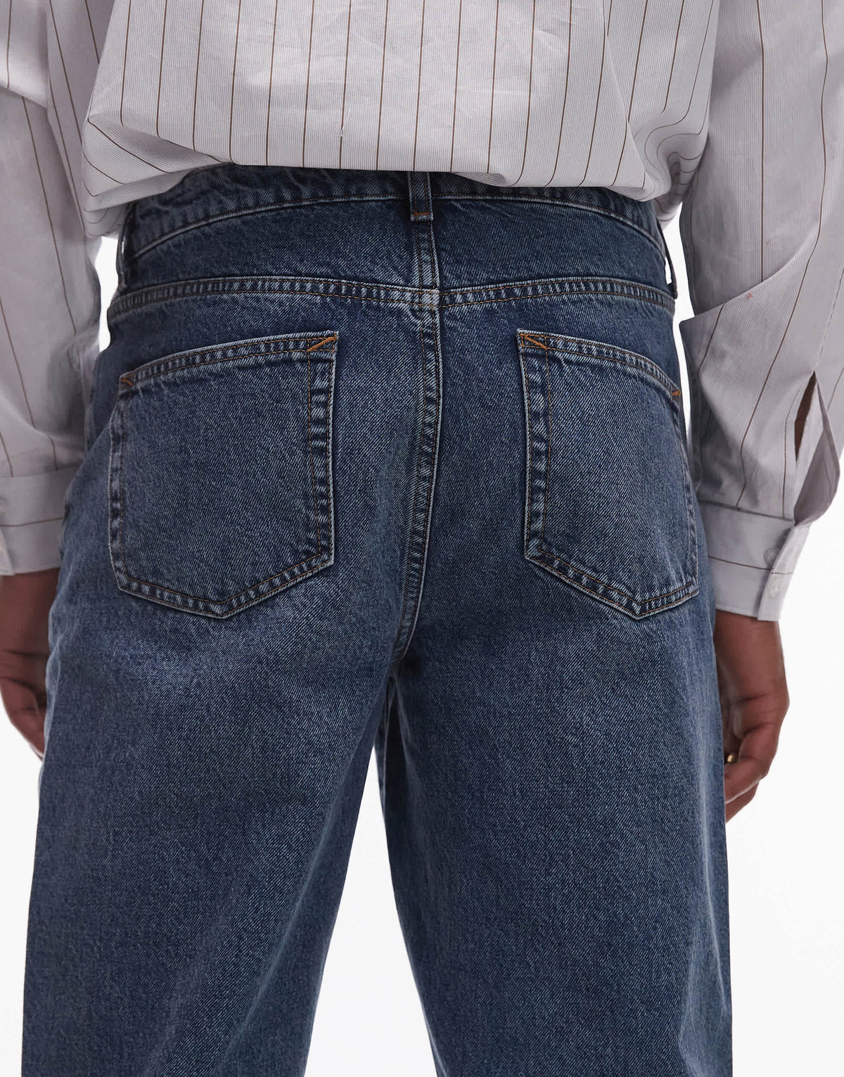 Topman straight jeans in mid wash blue