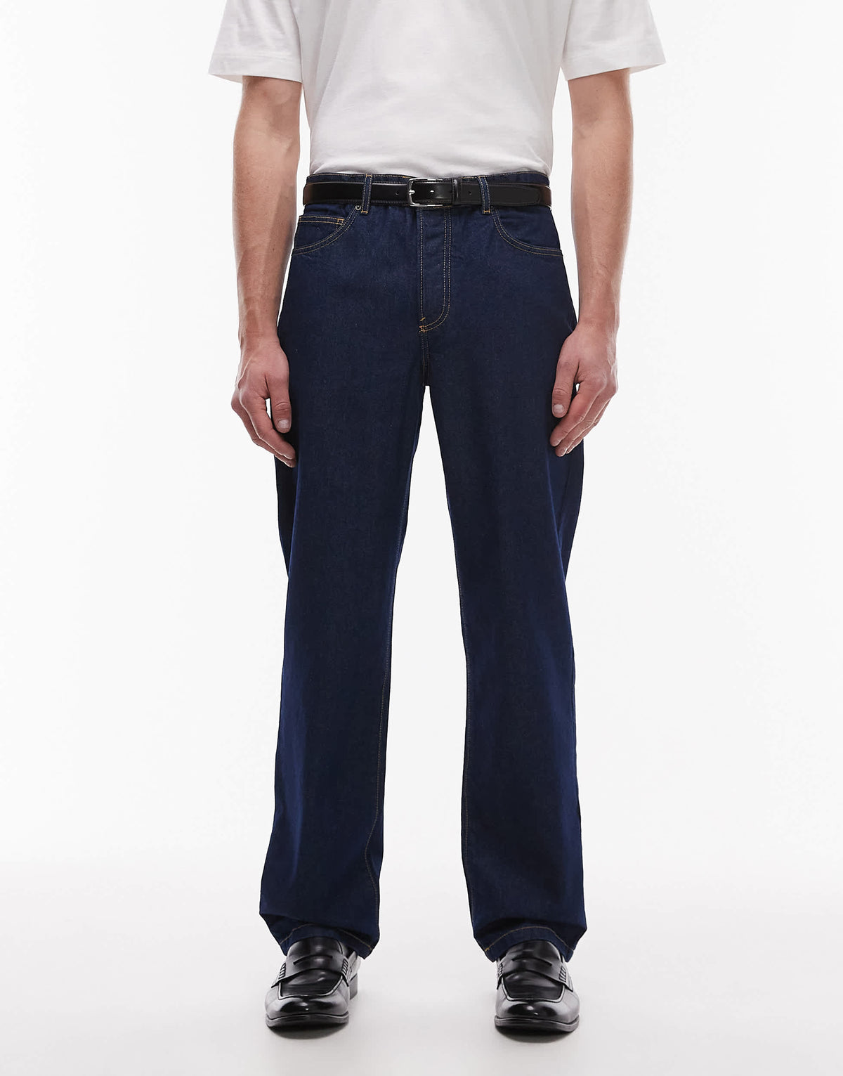 Topman straight jeans in raw blue
