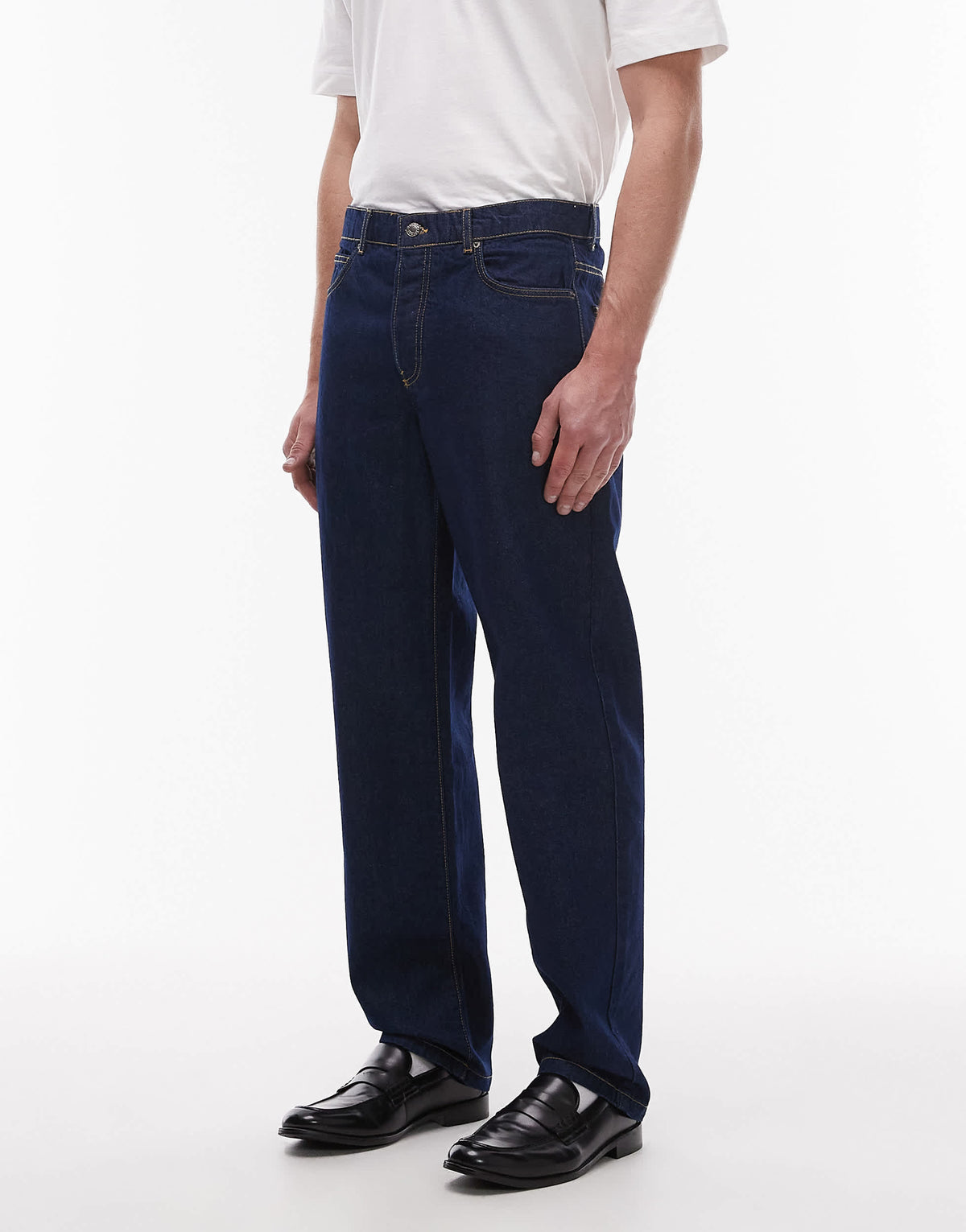 Topman straight jeans in raw blue