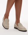 Topshop Connor real leather woven loafer in off white