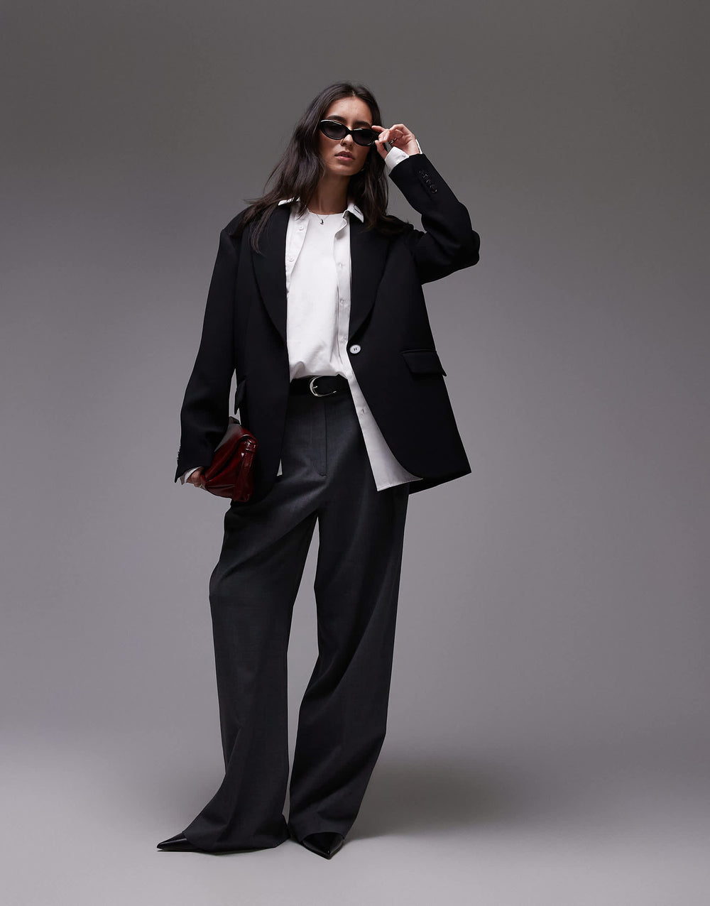 Topshop co ord oversized slouchy blazer in black BLACK
