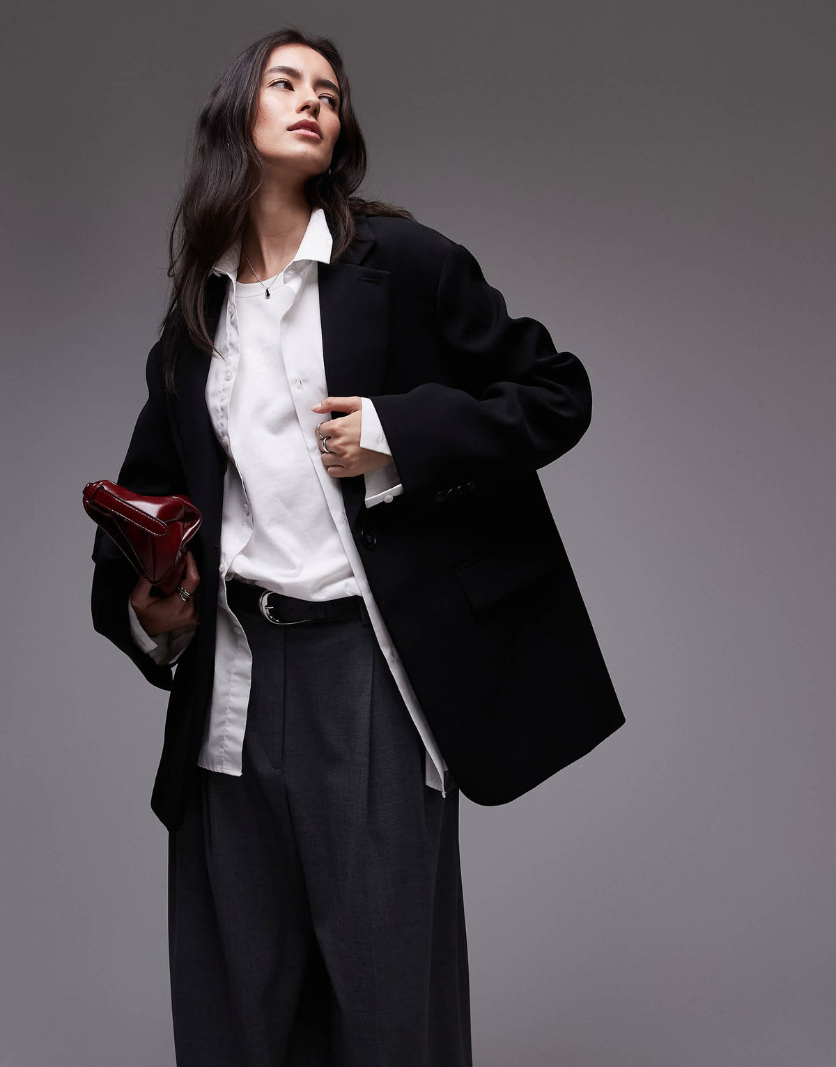 Topshop co ord oversized slouchy blazer in black BLACK