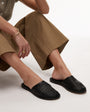 Topshop Bobby leather woven clog in black