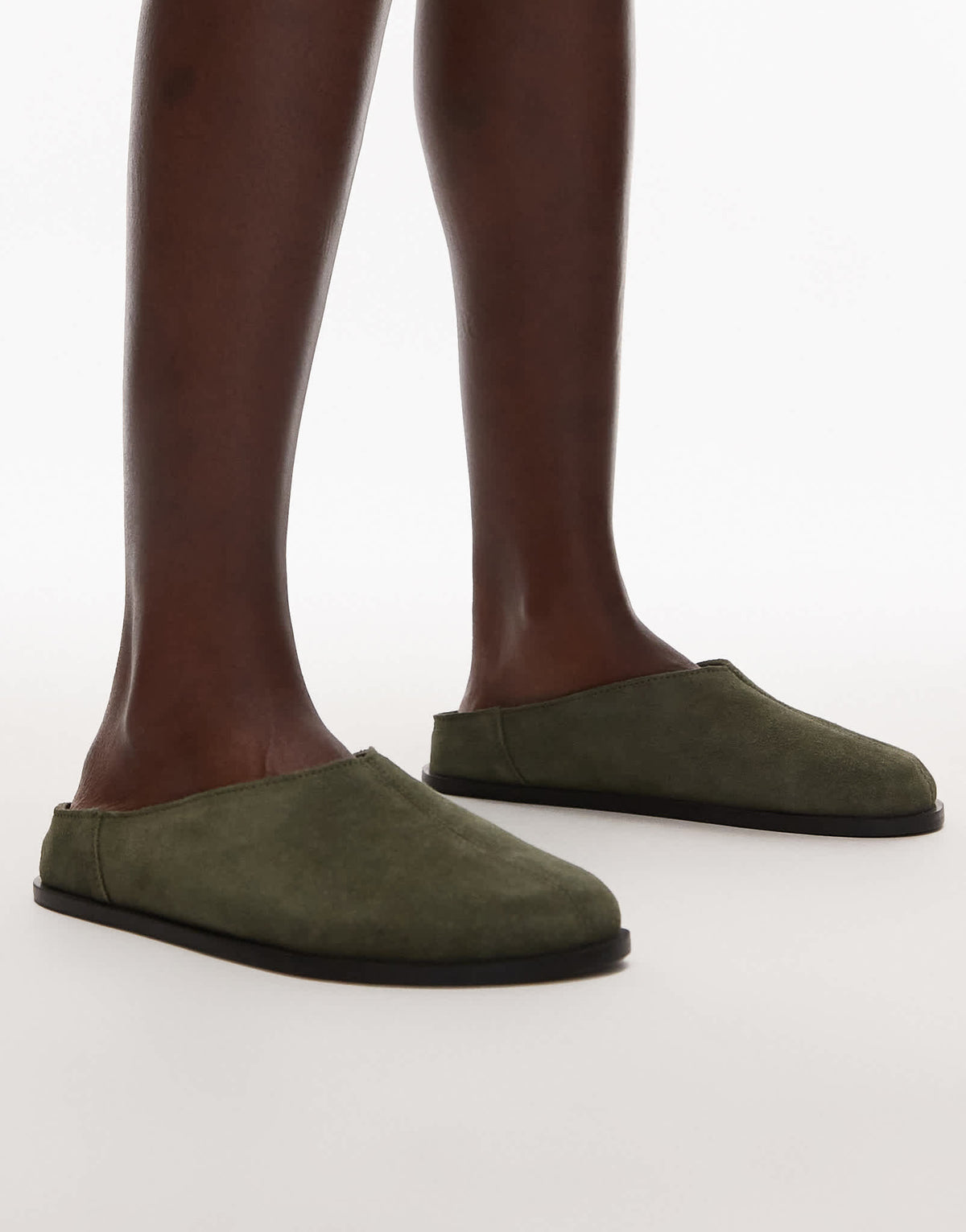 Topshop Abbie suede mules in khaki