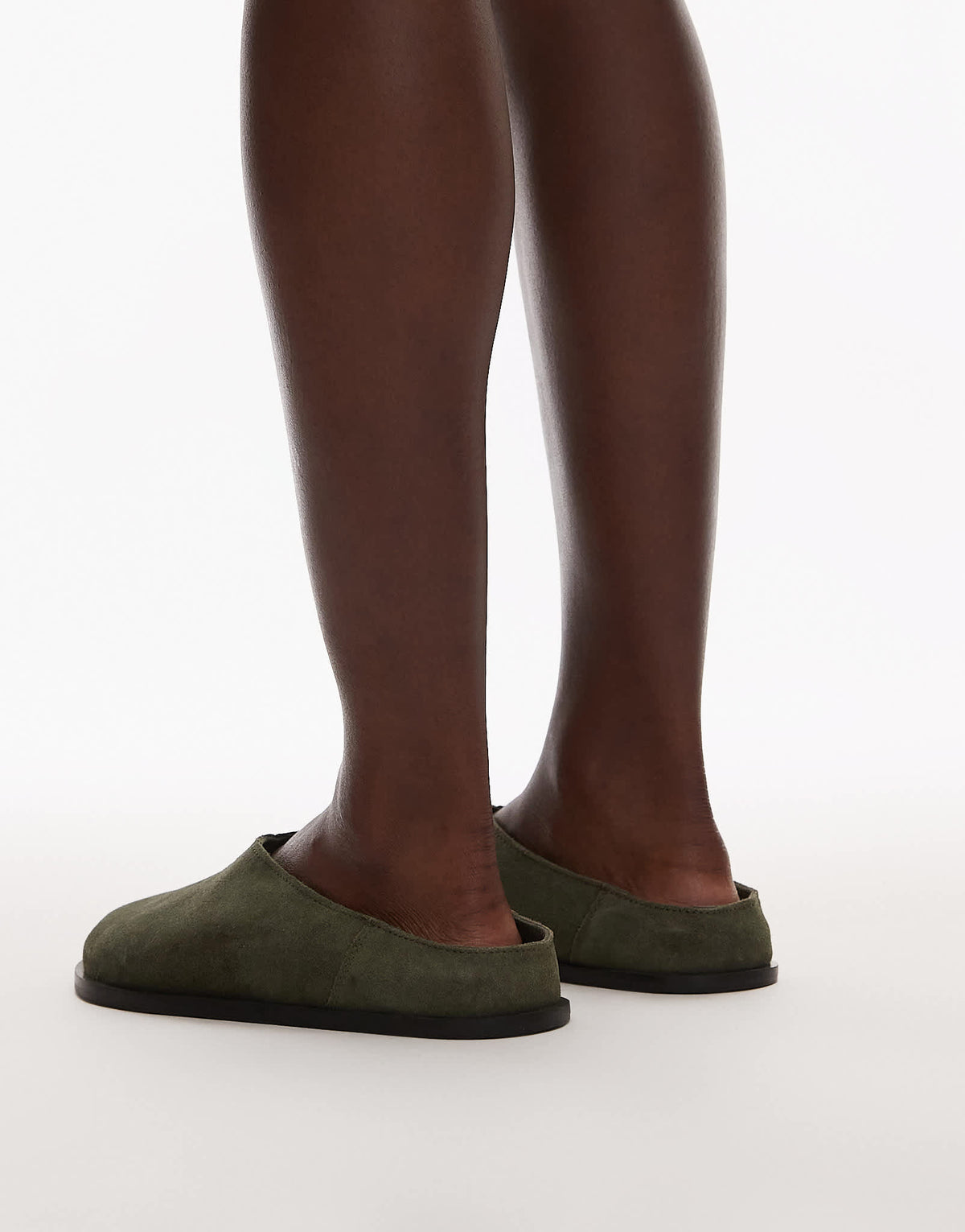 Topshop Abbie suede mules in khaki